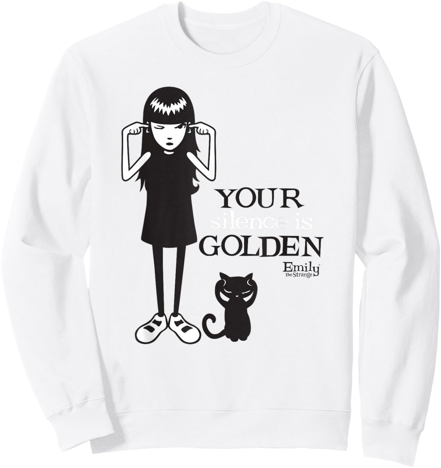 Emily The Strange Your Silence is Golden Sweatshirt - Sweatshirt | White