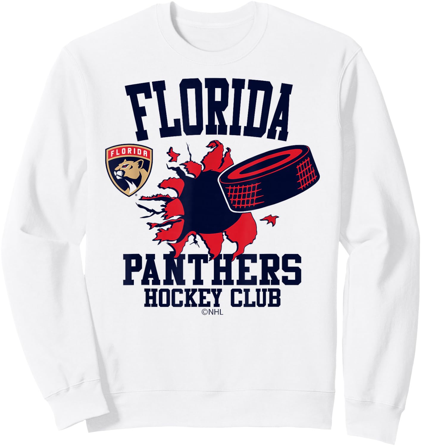 Florida Panthers Hockey Puck Burst White Officially Licensed Sweatshirt - Sweatshirt | White