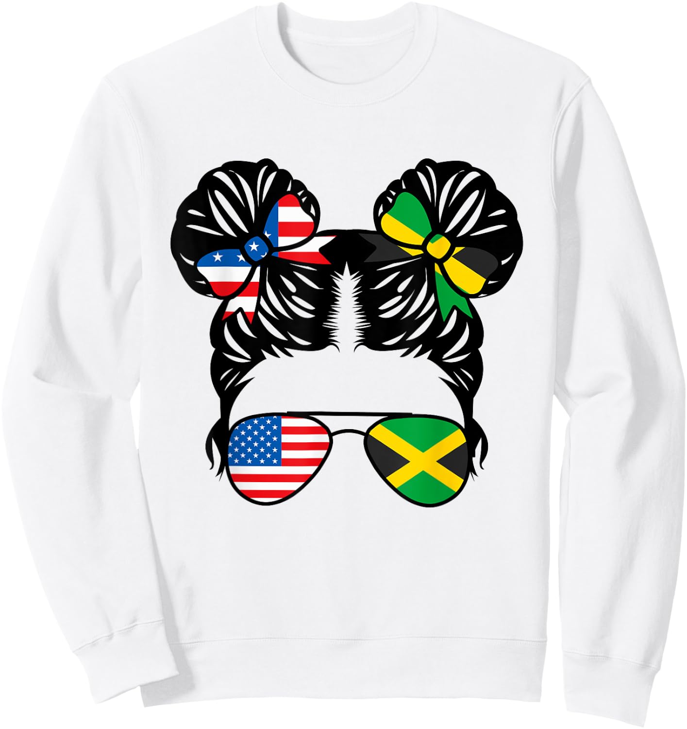 Half American Half Jamaican Girl USA Jamaica Flag Patriot Sweatshirt - Sweatshirt | White