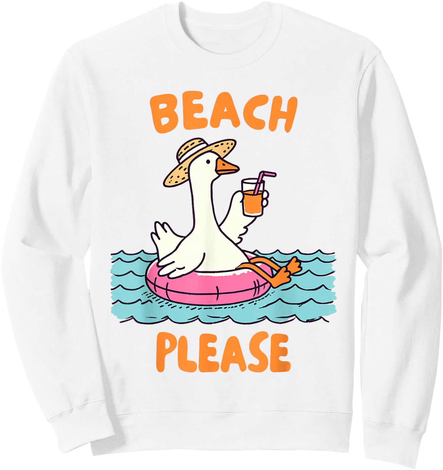 Summer Vibes Beach Lover Vacay Silly Goose Beach Please Sweatshirt - Sweatshirt | White