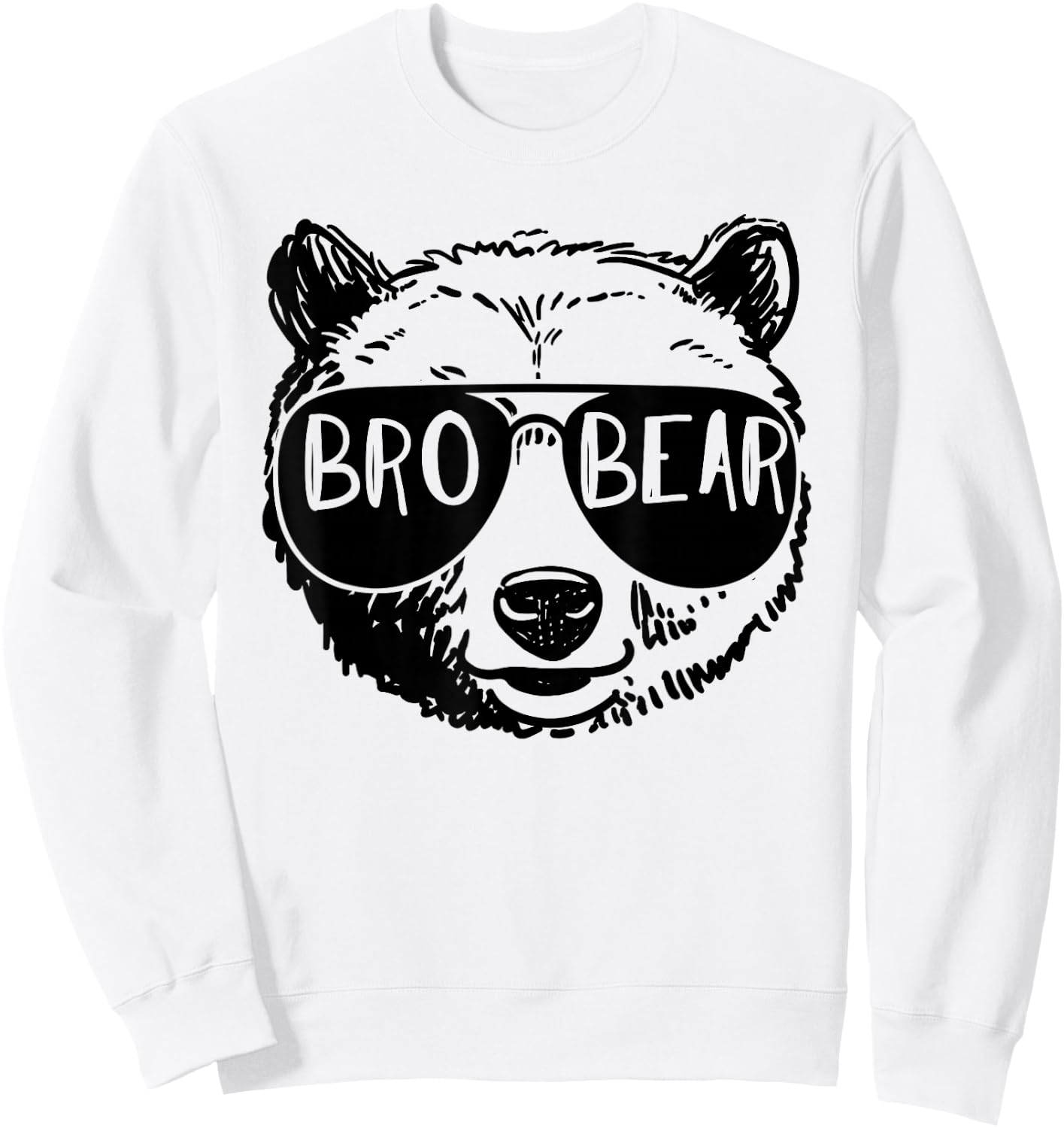 Brother Bear Face Sunglasses Leopard Print Father's Day Sweatshirt - Sweatshirt | White