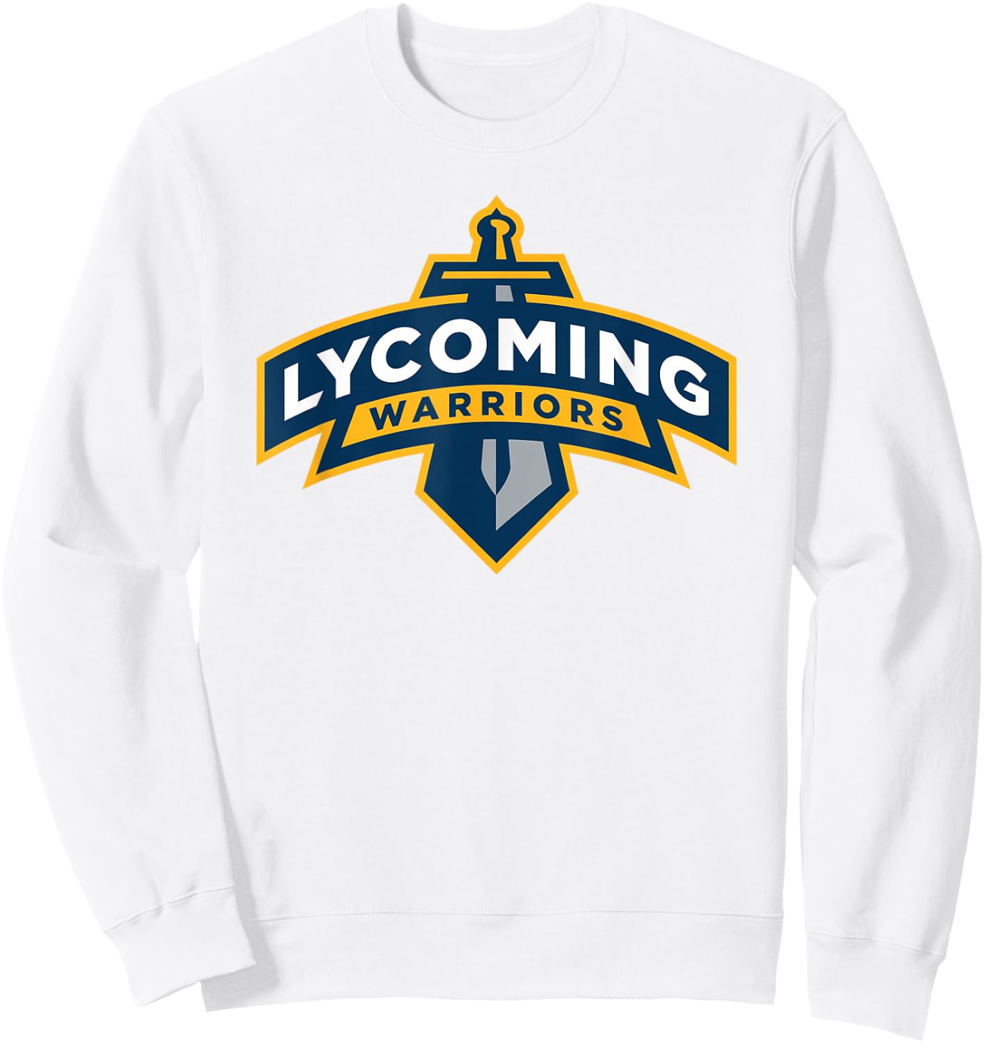 Lycoming Warriors Sword & Shield Logo Lycoming College Sweatshirt - Sweatshirt | White