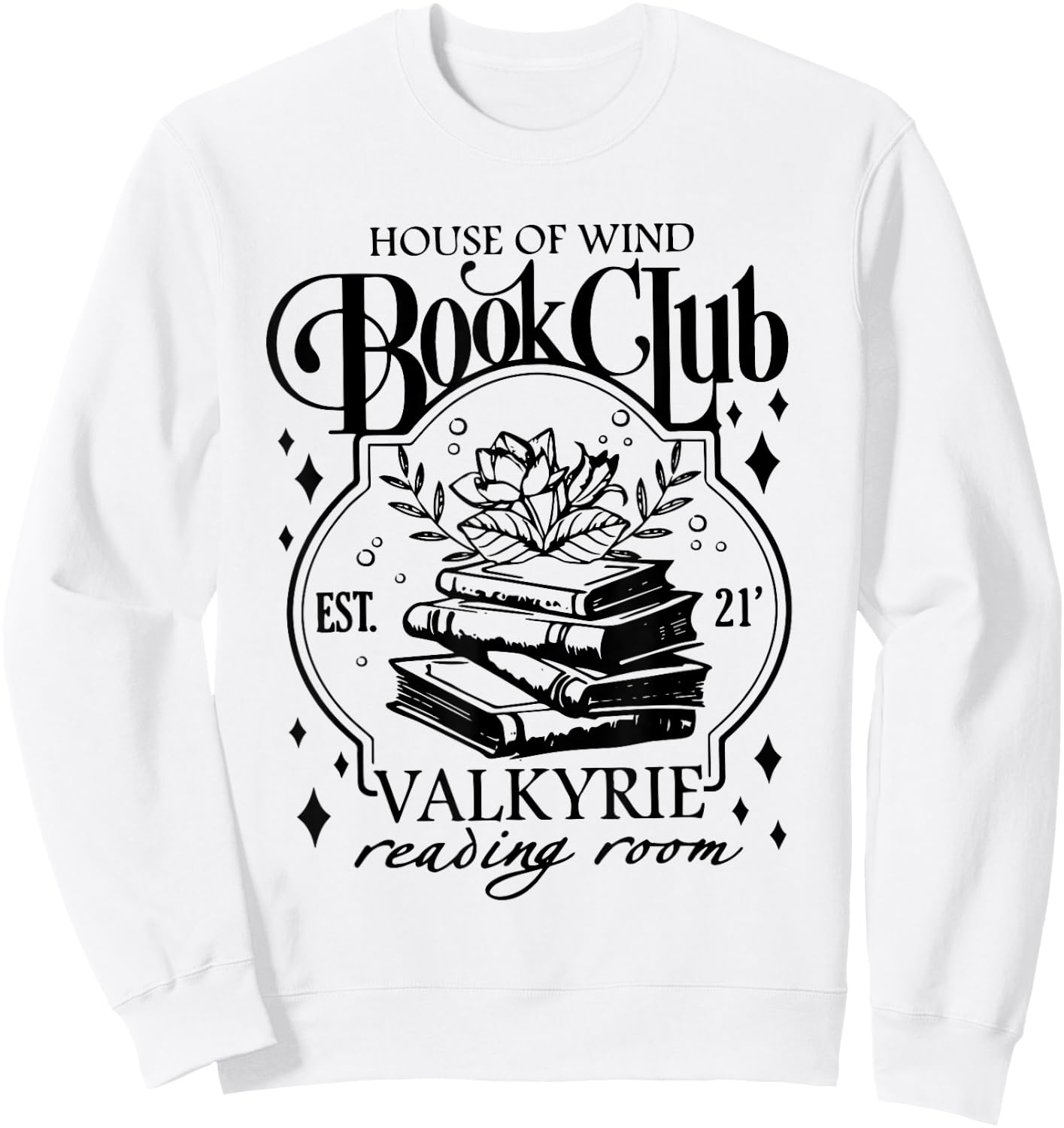 Vintage House Of Wind Book Club EST 21 Wildflowers Bookish Sweatshirt - Sweatshirt | White
