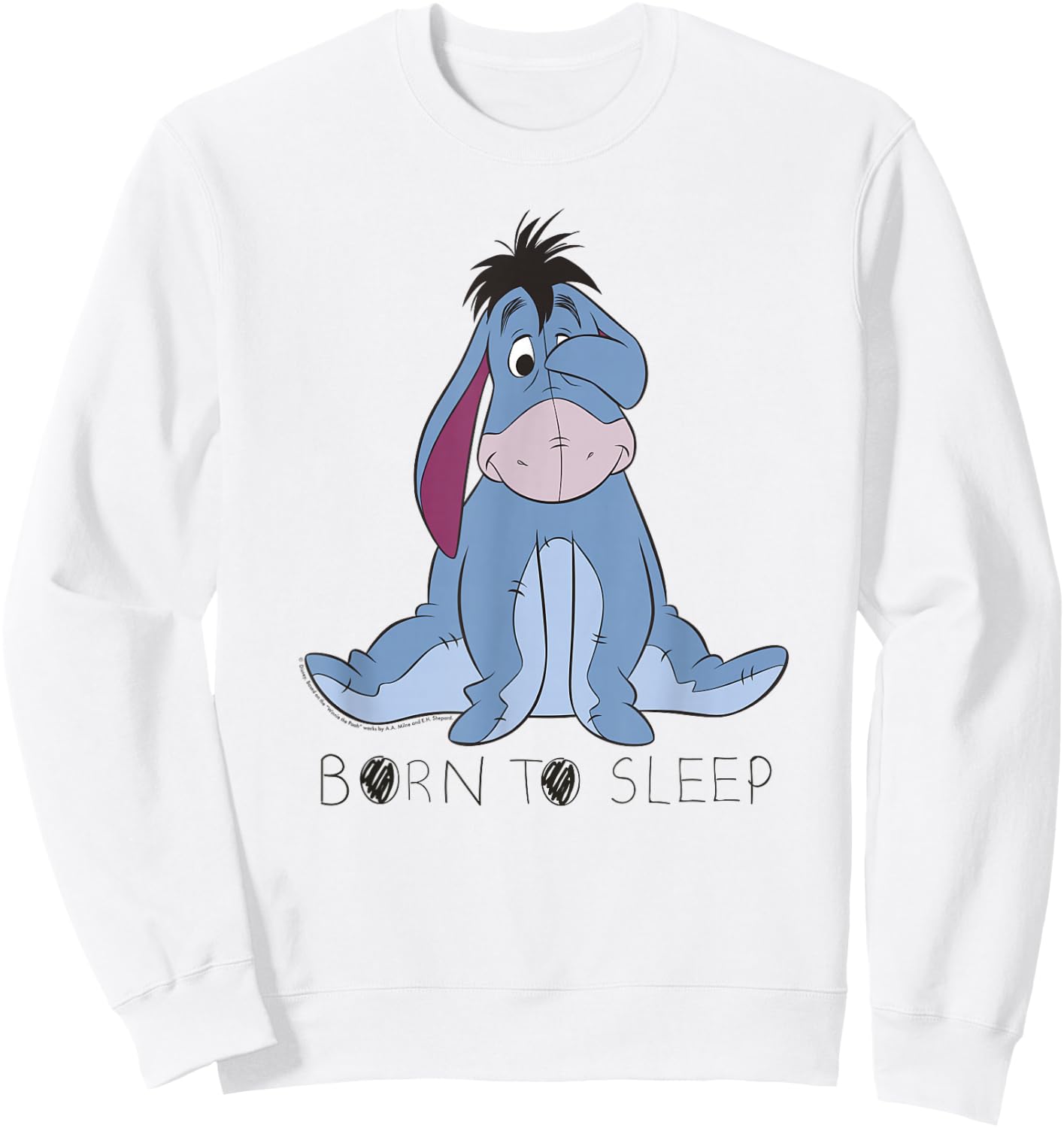 Disney Winnie the Pooh Eeyore Born To Sleep , White Sweatshirt - Sweatshirt | White