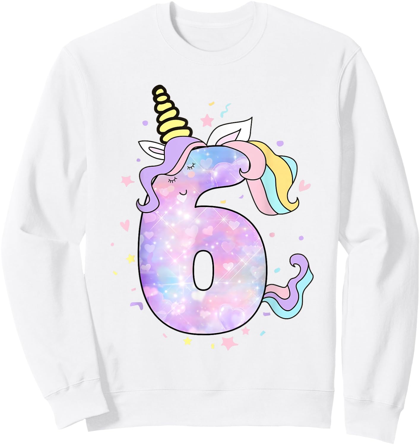 Unicorn Birthday Shirts for Girls Outfit 6th Six Year Old Sweatshirt - Sweatshirt | White