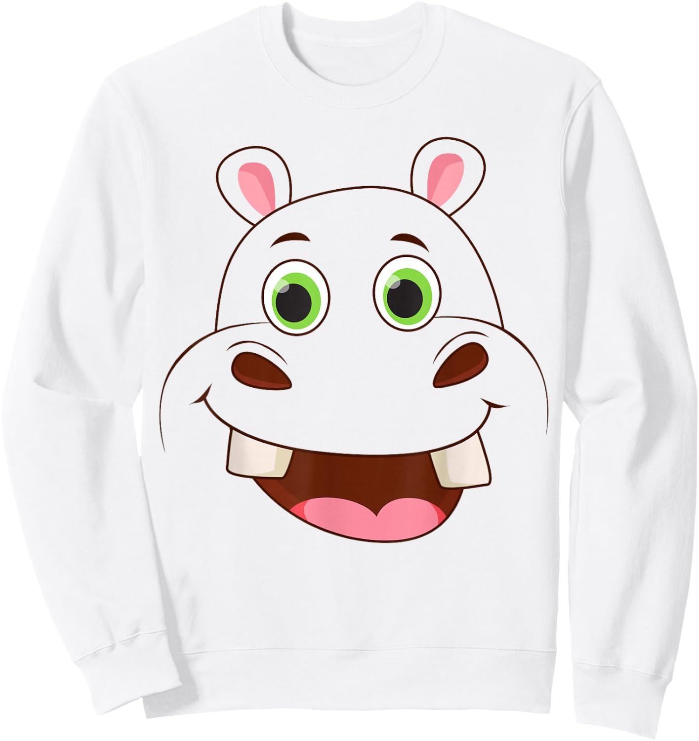 Cute Hippo Face Costume Animal Costume for Kids and Toddlers Sweatshirt - Sweatshirt | White