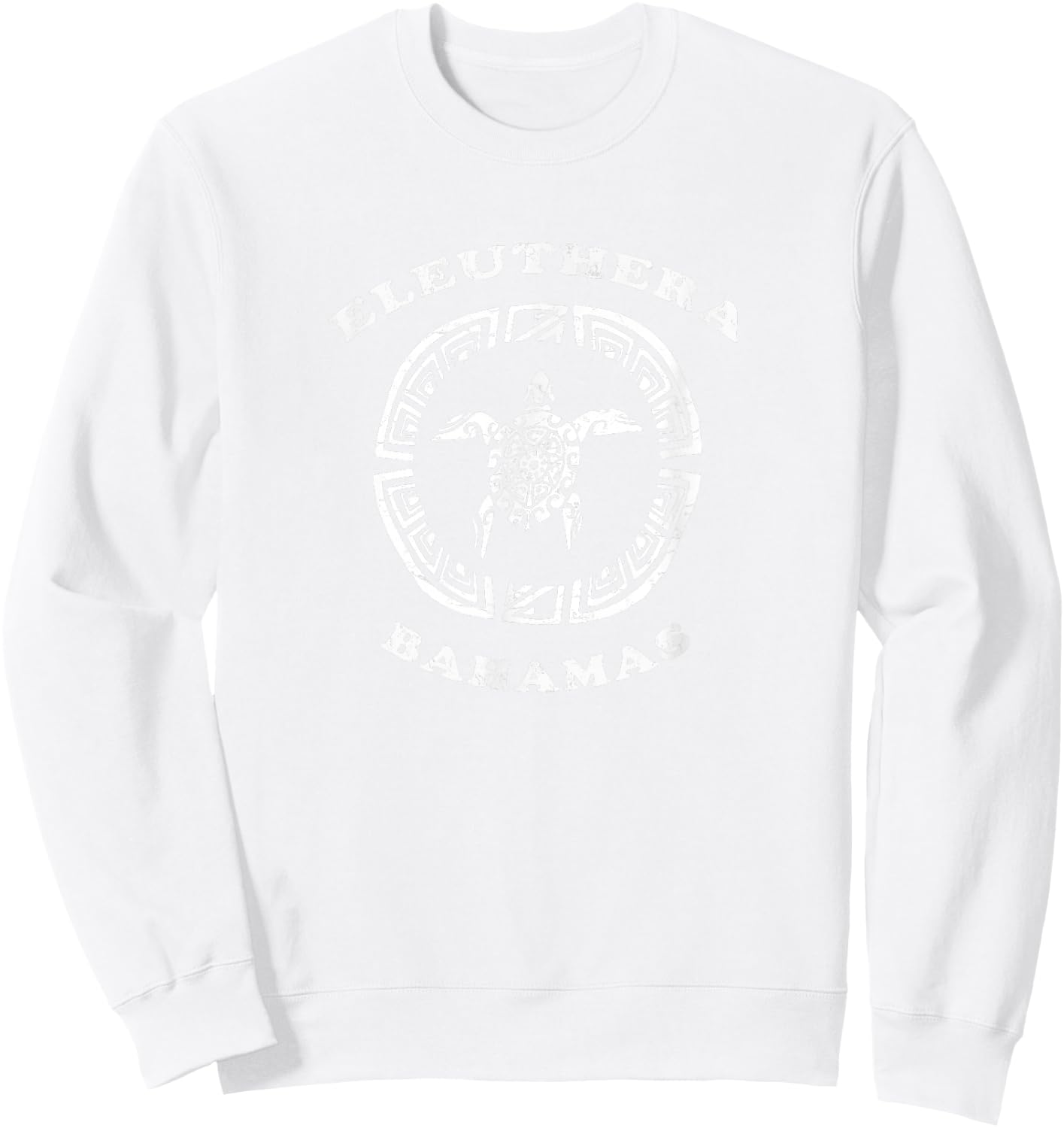 Eleuthera Bahamas Vintage Retro Tribal Turtle Vacation Sweatshirt - Sweatshirt | White