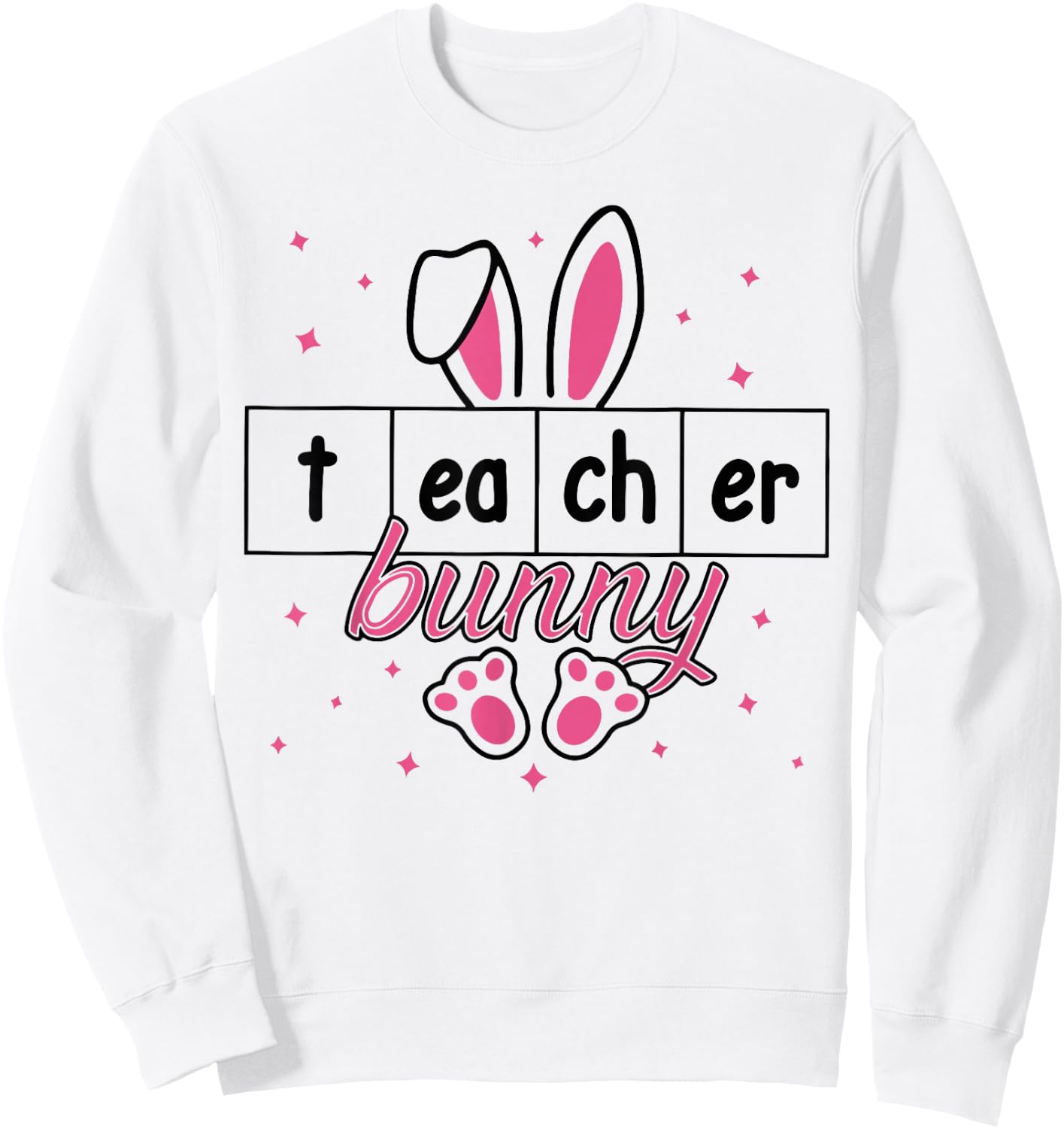 Reading Teacher Bunny Happy Easter Day Sweatshirt - Sweatshirt | White