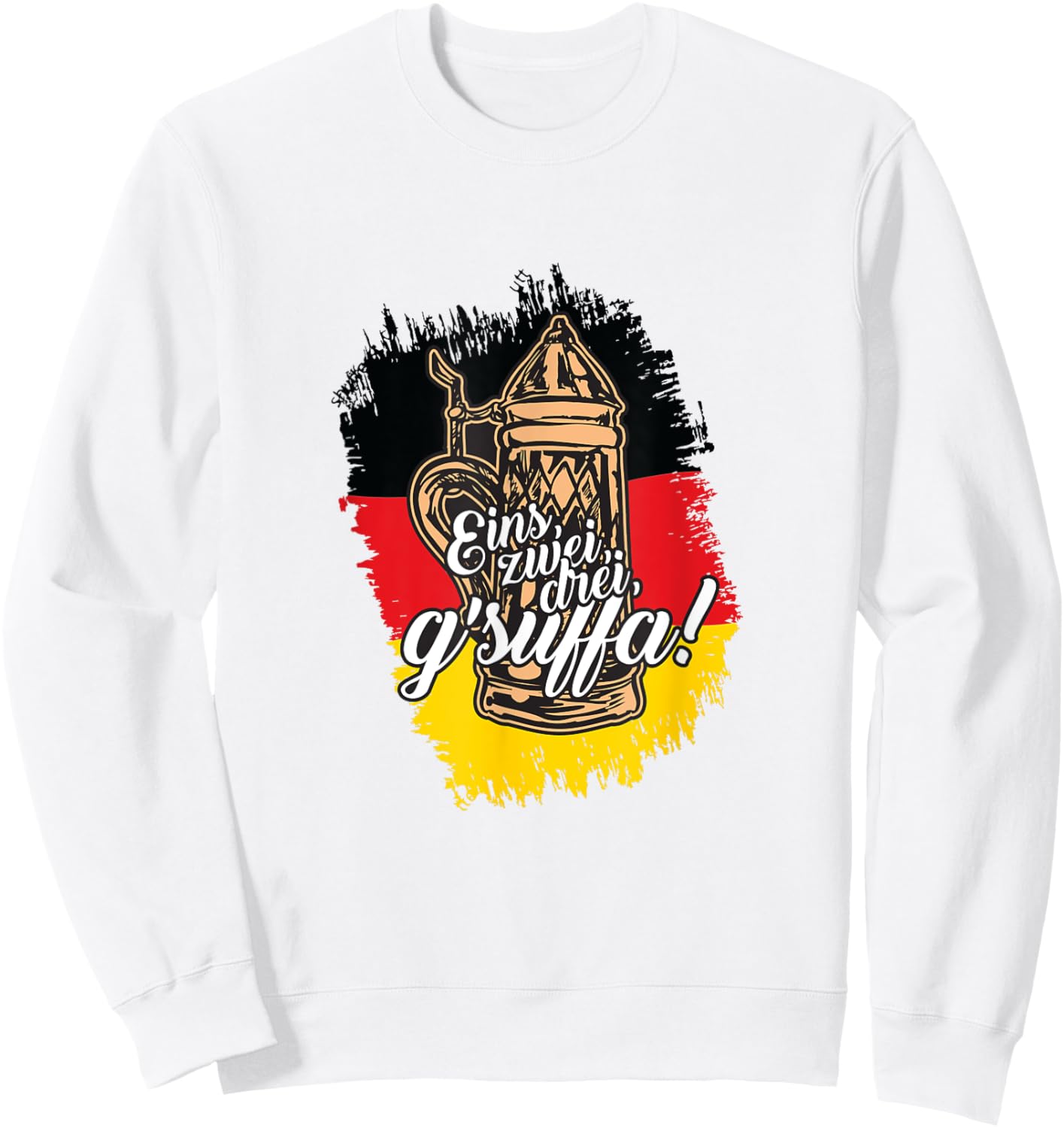 "Eins, Zwei, Drei, G'suffa" German Oktoberfest Sweatshirt - Sweatshirt | White