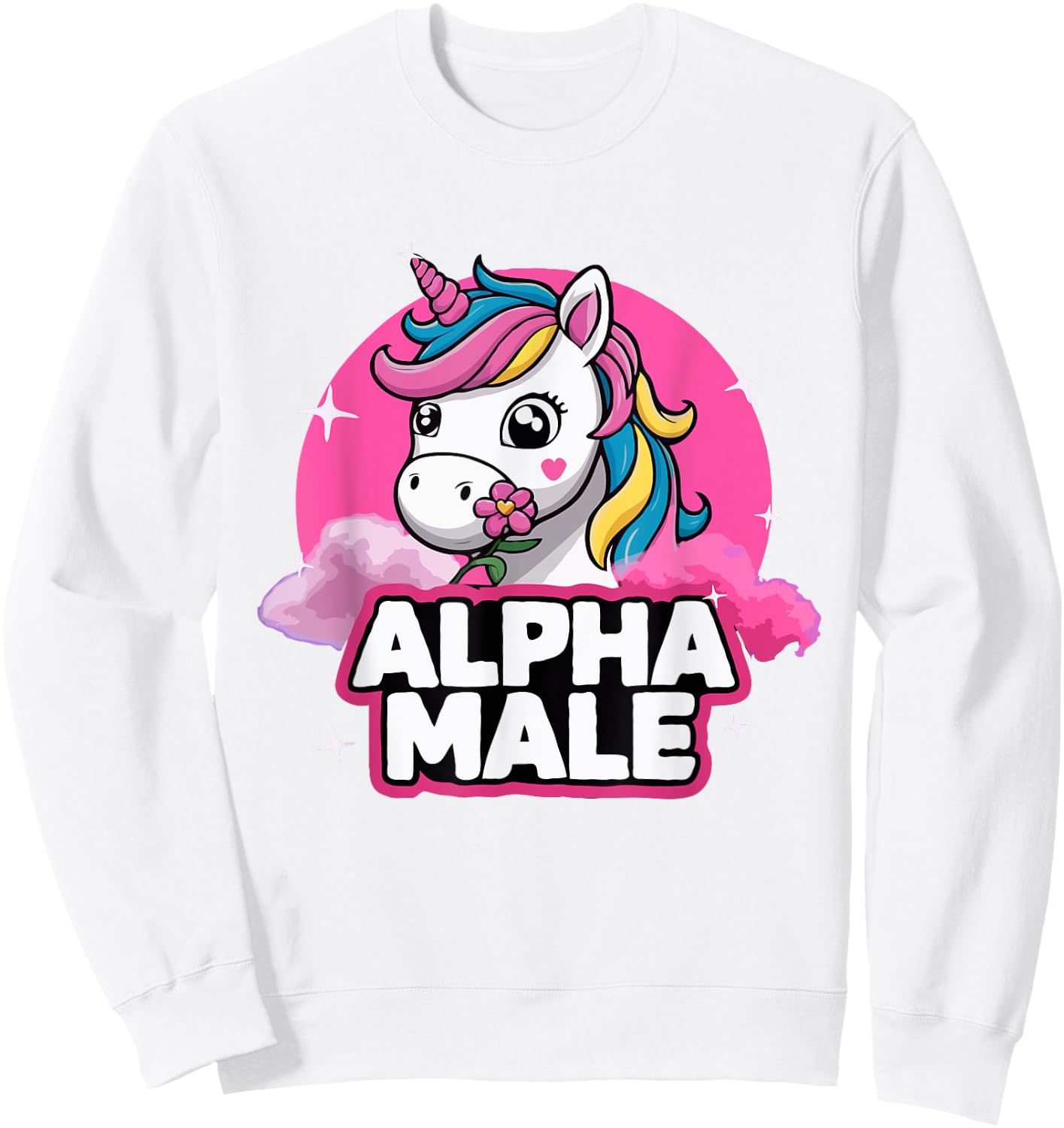 Alpha Male Unicorn Pride Month Rainbow Design Sweatshirt - Sweatshirt | White