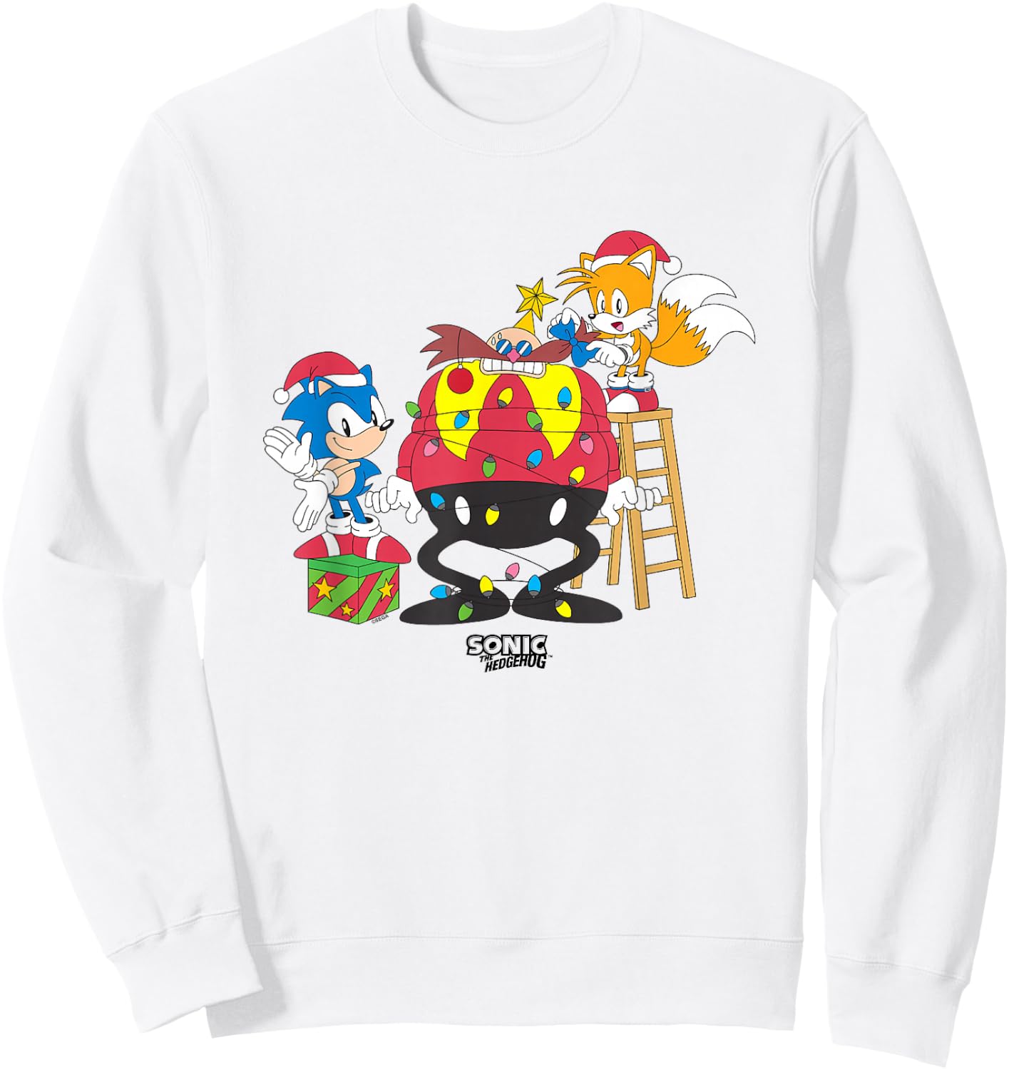 Sonic The Hedgehog Christmas Sonic & Tails Wrapping Robotnik Sweatshirt - Sweatshirt | White