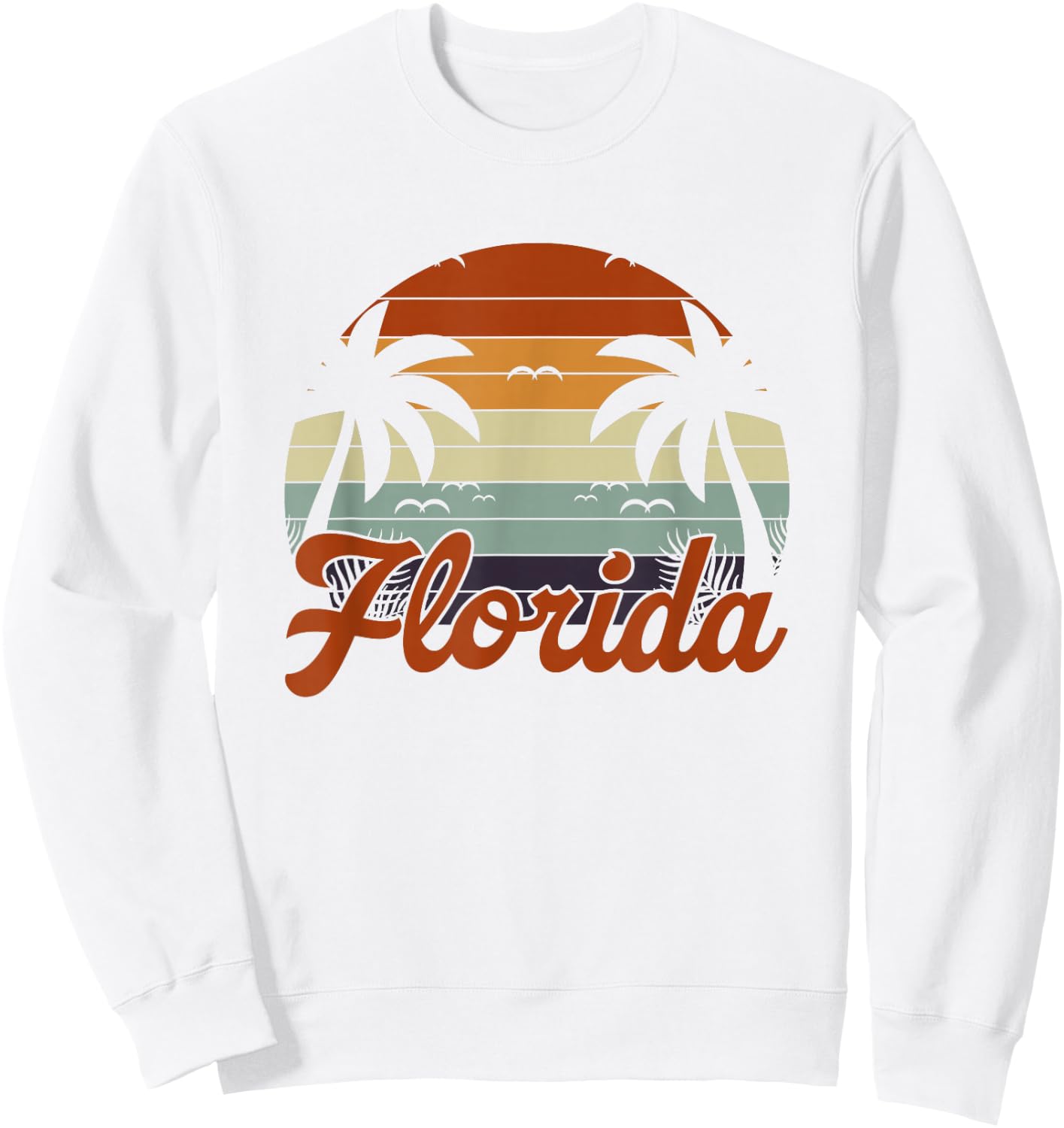 FL Beach Tropical Summer Vibes Palm Trees Retro Florida Sweatshirt - Sweatshirt | White