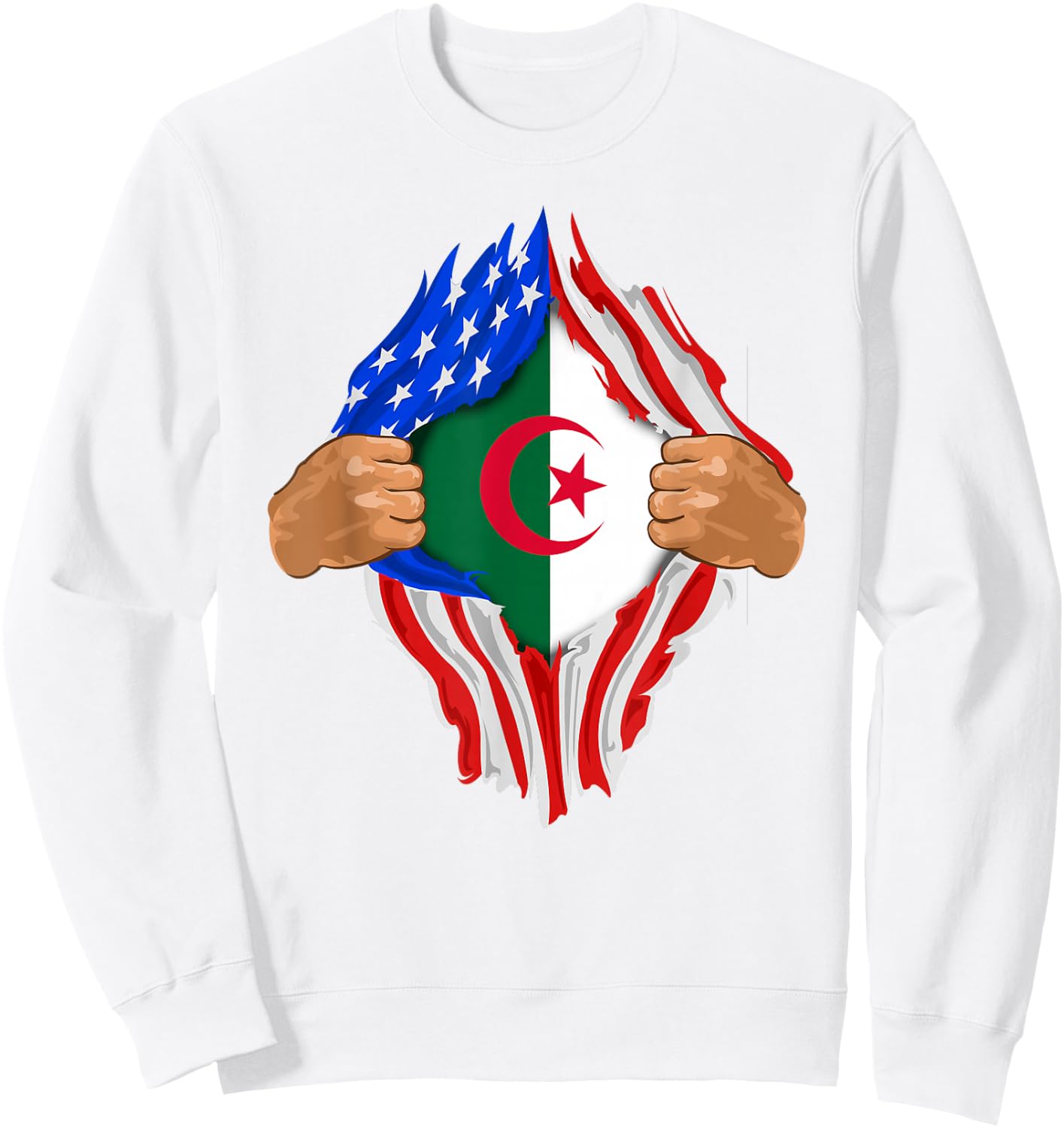 Algerian Blood Inside Me | Algeria Flag Gift Sweatshirt - Sweatshirt | White