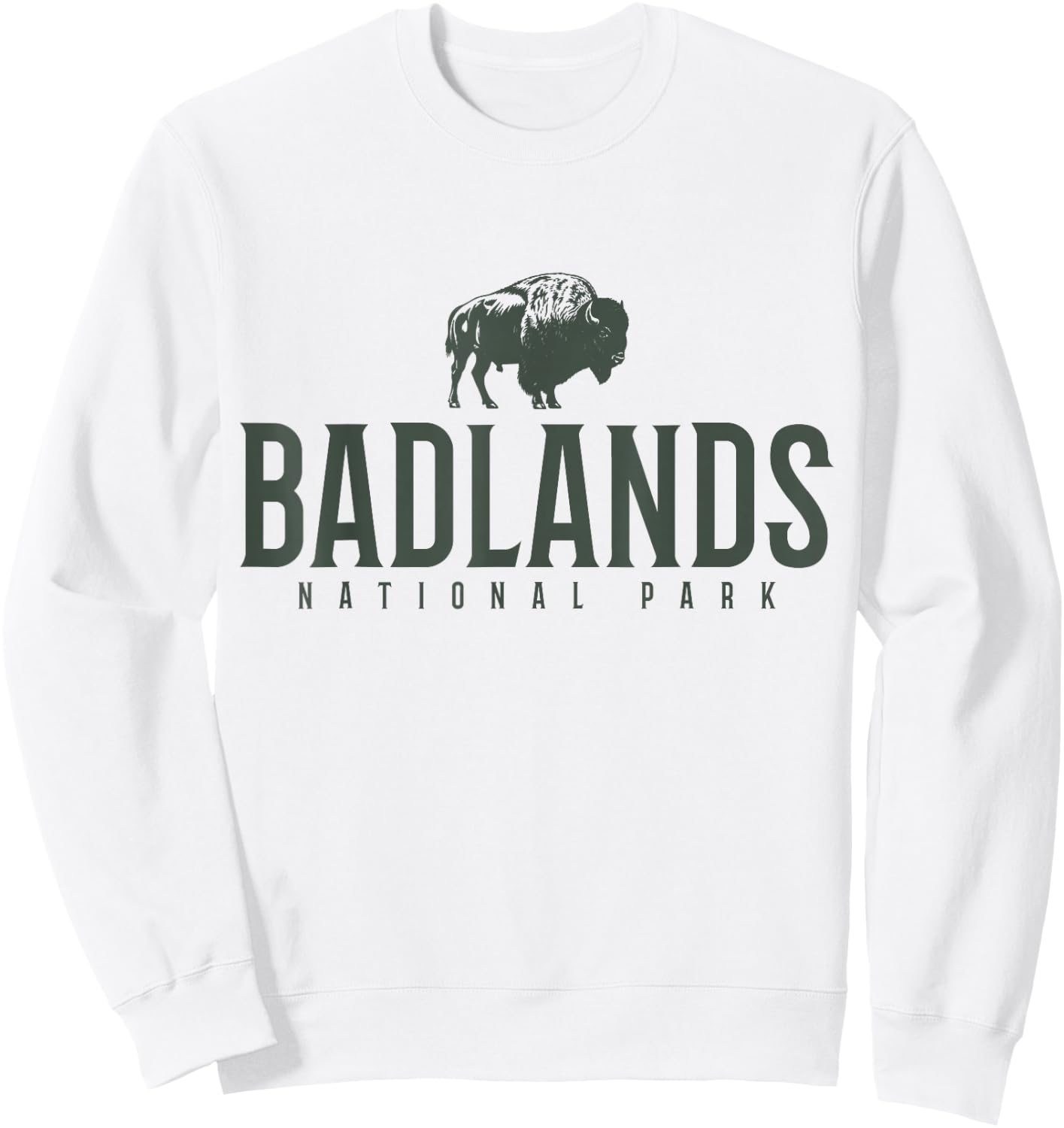 Badlands National Park South Dakota Bison Vintage Souvenir Sweatshirt - Sweatshirt | White