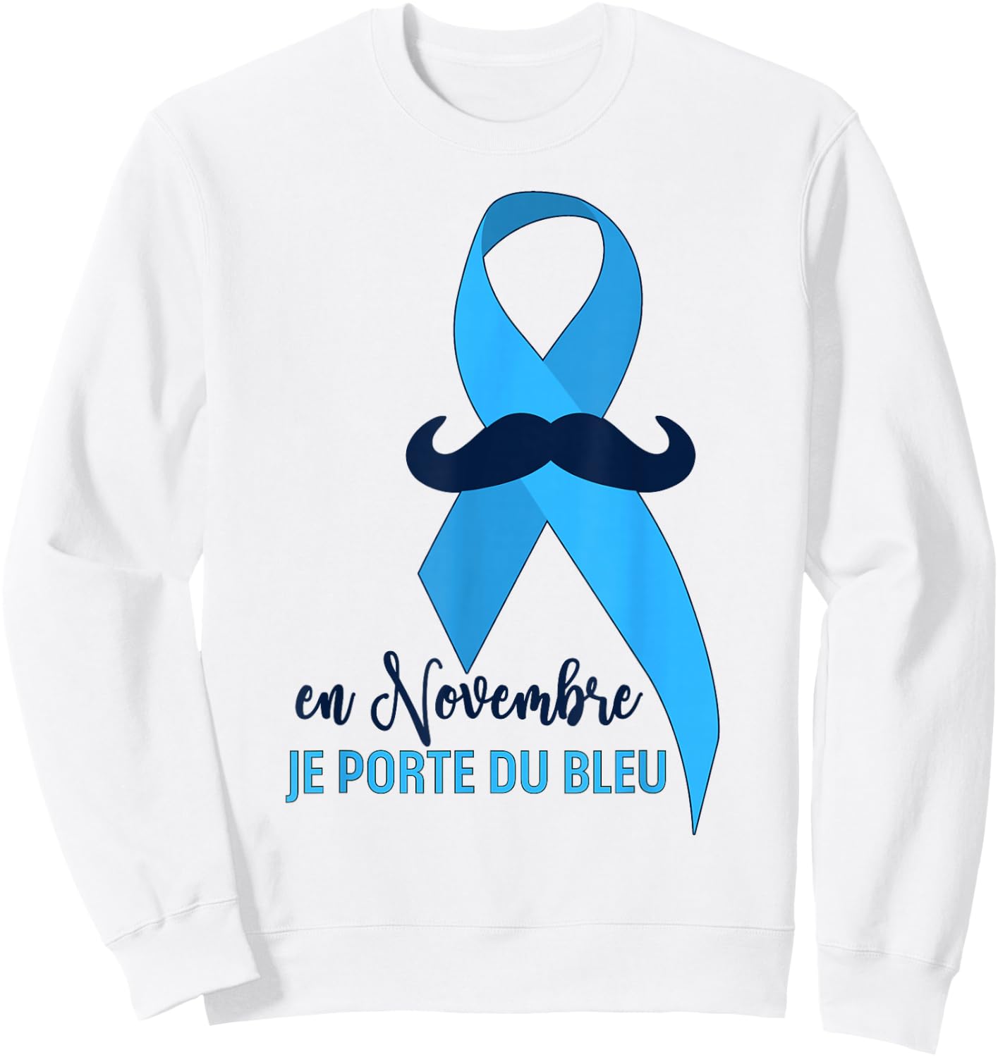 Blue Ribbon Prostate Cancer November Awareness Sweatshirt - Sweatshirt | White