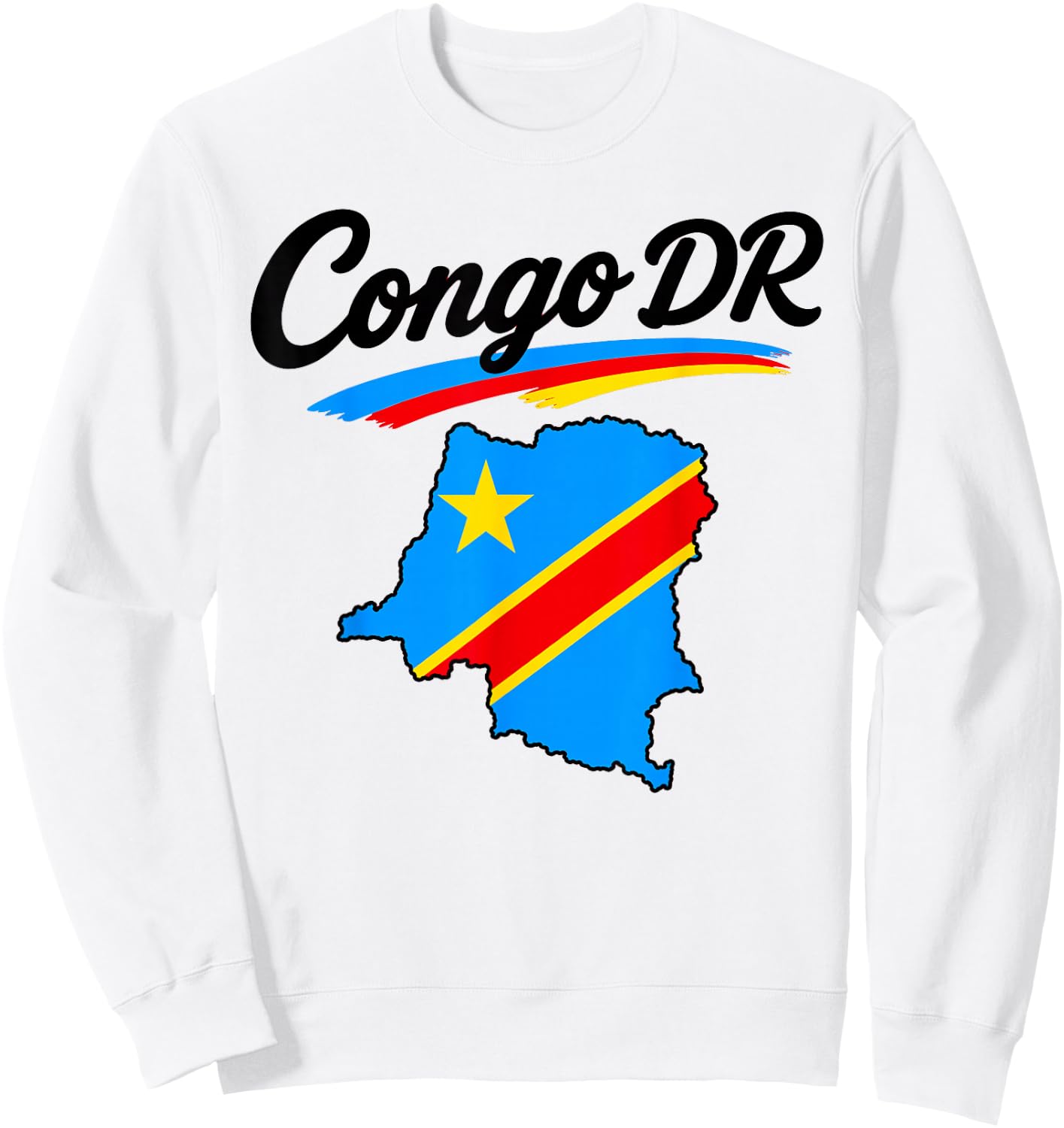 Congo DR Flag Map Script Athletic Men Women Youths Sweatshirt - Sweatshirt | White