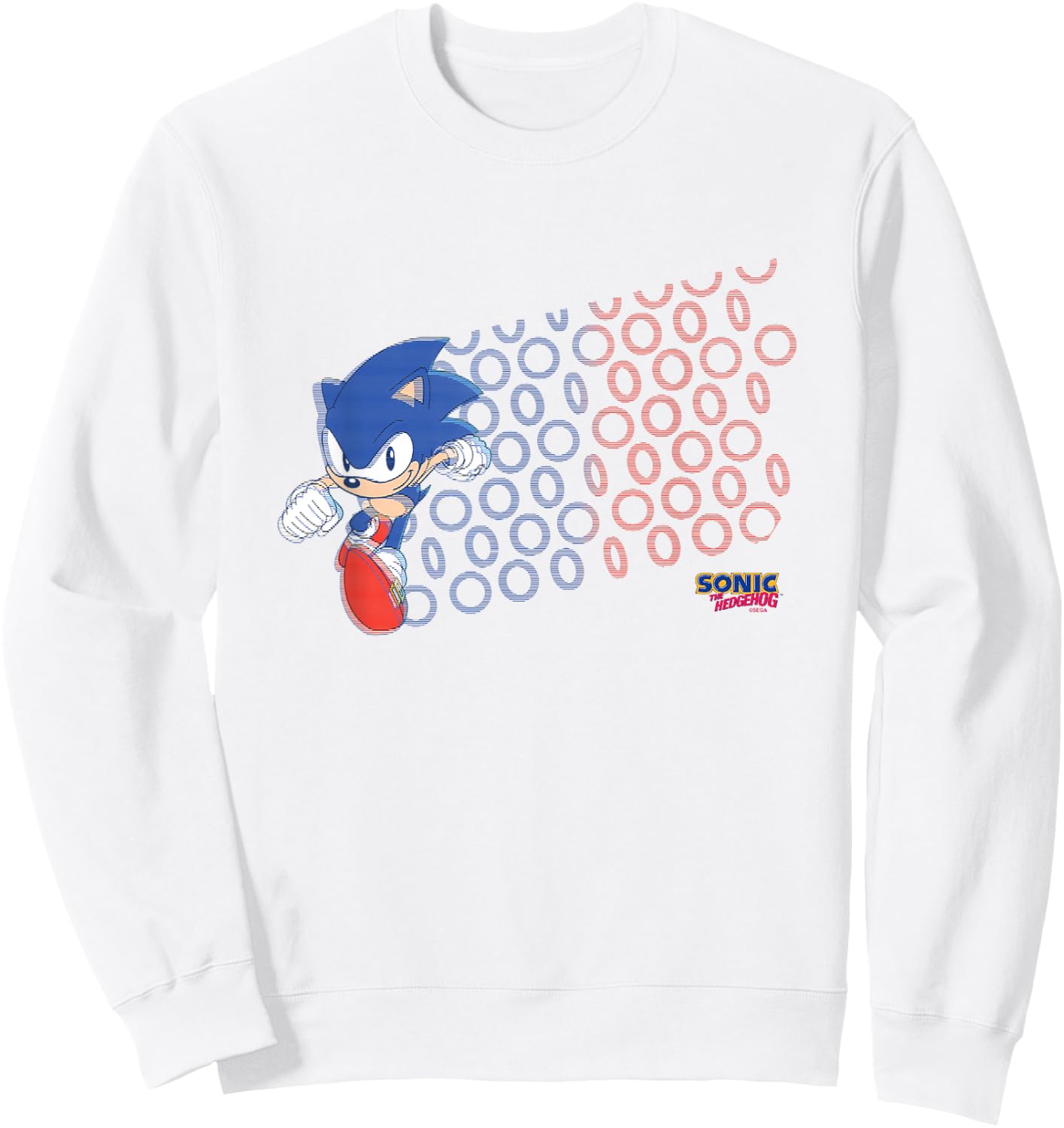 Sonic The Hedgehog Americana Red & Blue Rings Vintage Sweatshirt - Sweatshirt | White