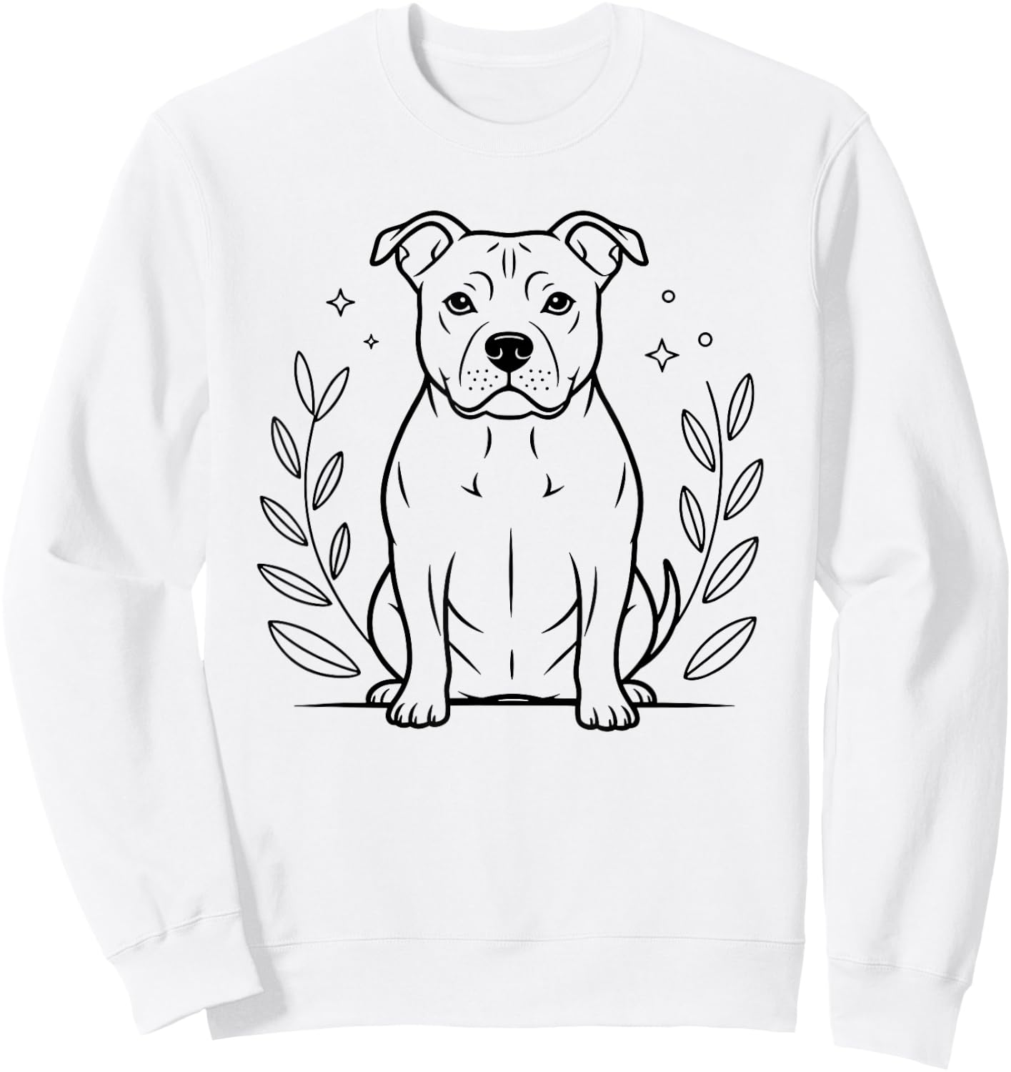 Line Art American Pit Bull Terrier Minimalist Pittie Sweatshirt - Sweatshirt | White