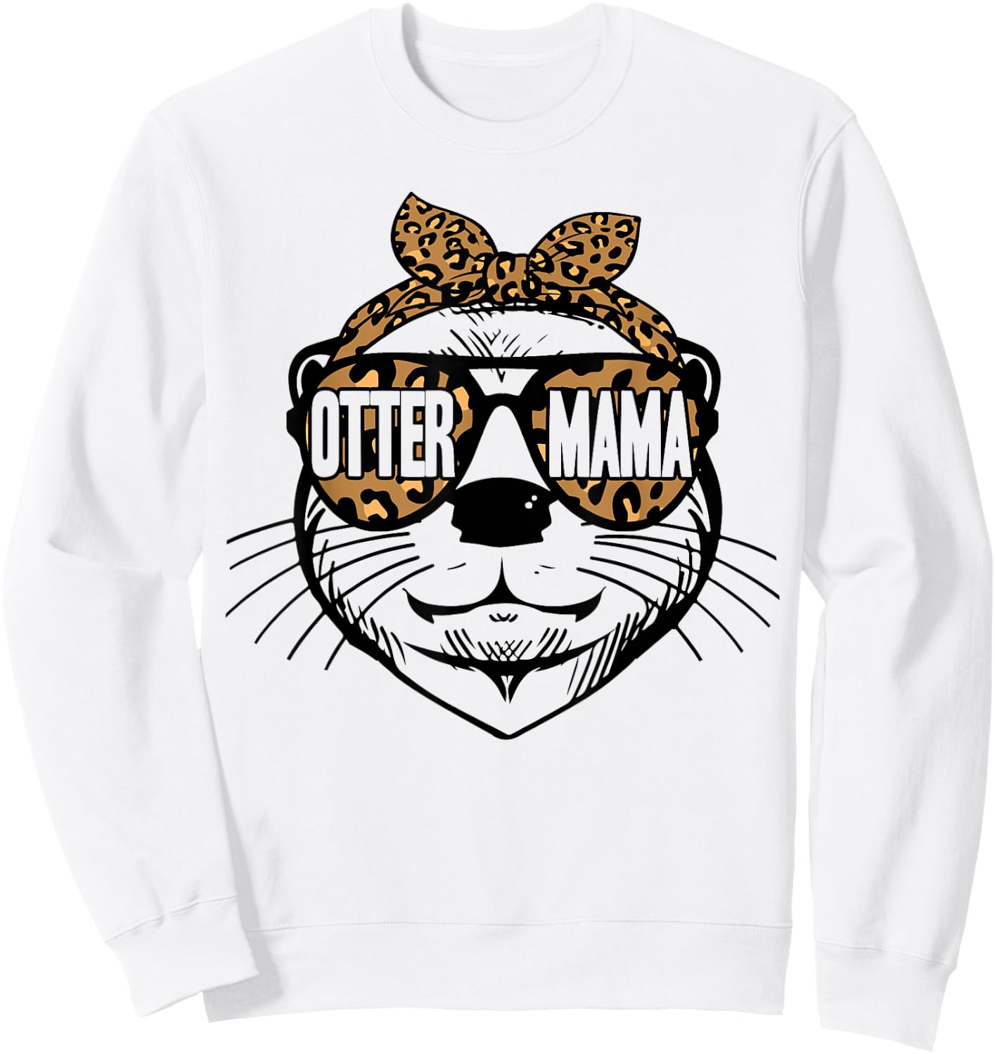 Otter Mom Cute Leopard Otter Mama Mothers Day Sweatshirt - Sweatshirt | White