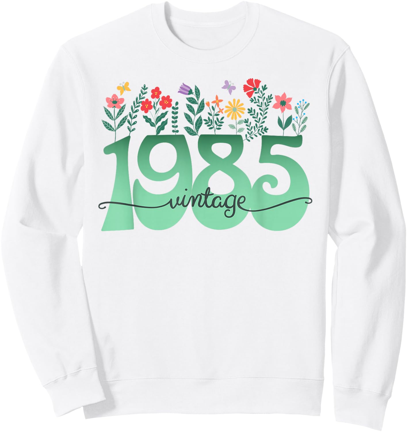 Floral Girl 1985 Birthday 40 Years Woman Sweatshirt - Sweatshirt | White