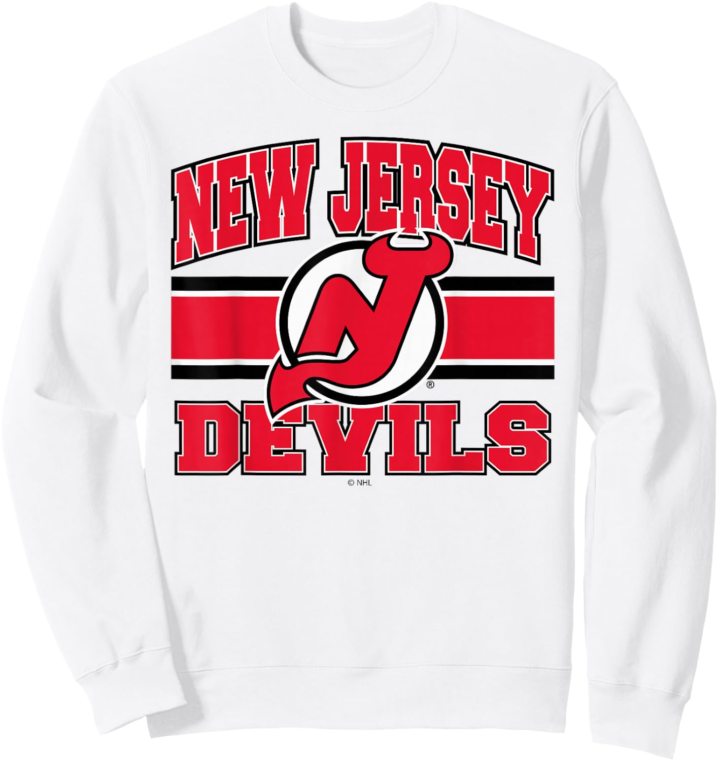 New Jersey Devils Stripe Gray Officially Licensed Sweatshirt - Sweatshirt | White