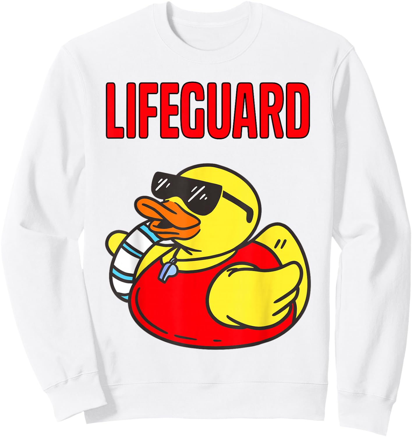 Rubber Duck Graphic Parody Lifeguard Sweatshirt - Sweatshirt | White