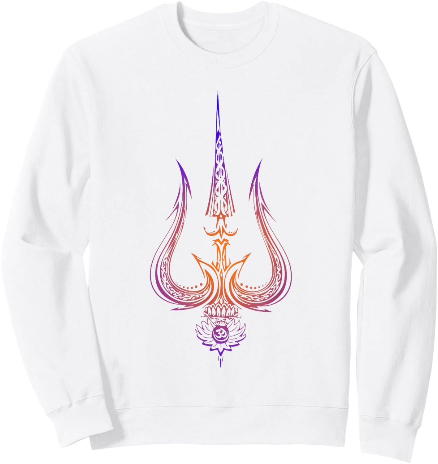 OM-Lord Shiva Divine Spear Trident Trishul Sweatshirt - Sweatshirt | White