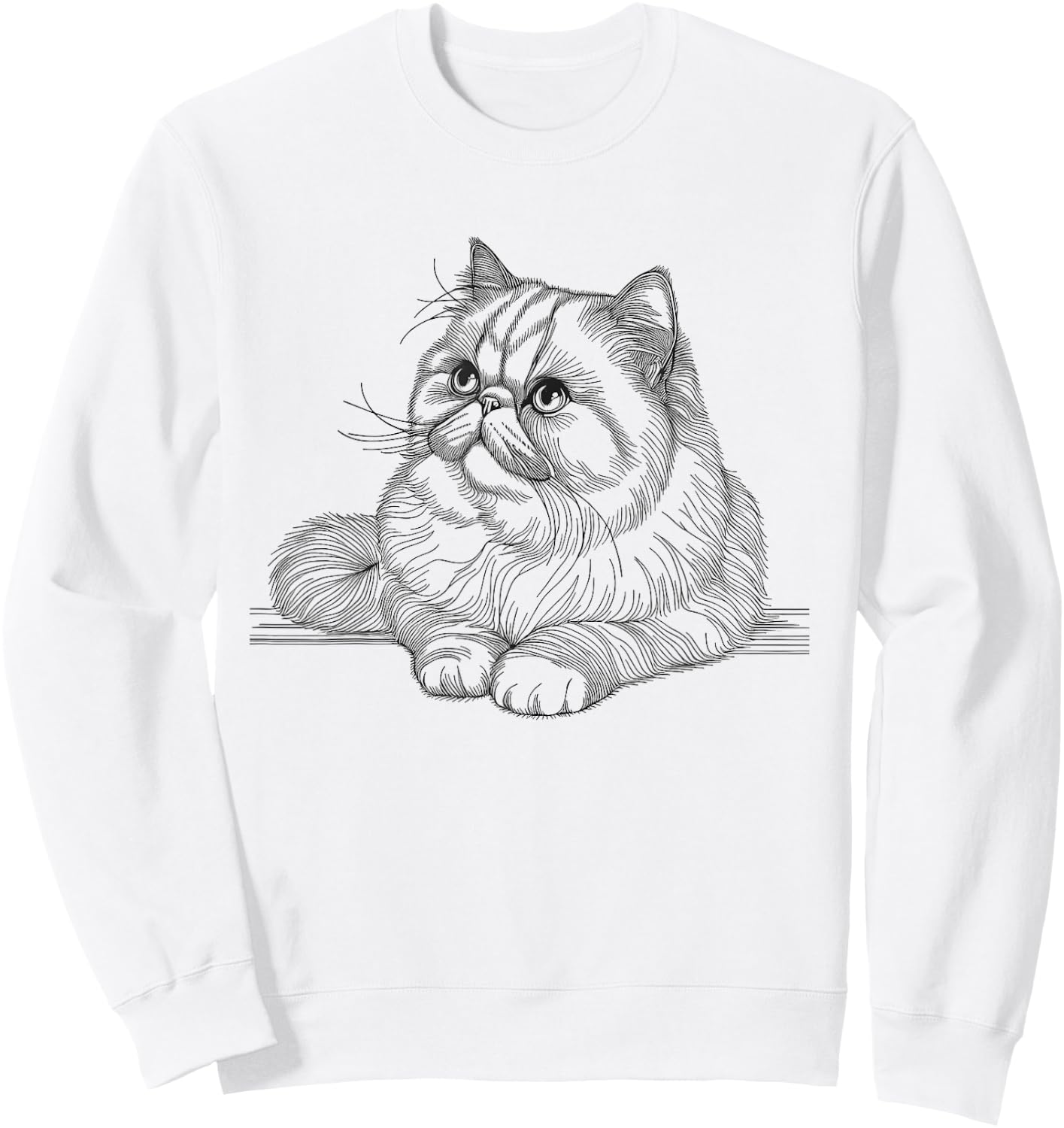Exotic Shorthair Cat Line Art Design Women Girls Kids Sweatshirt - Sweatshirt | White