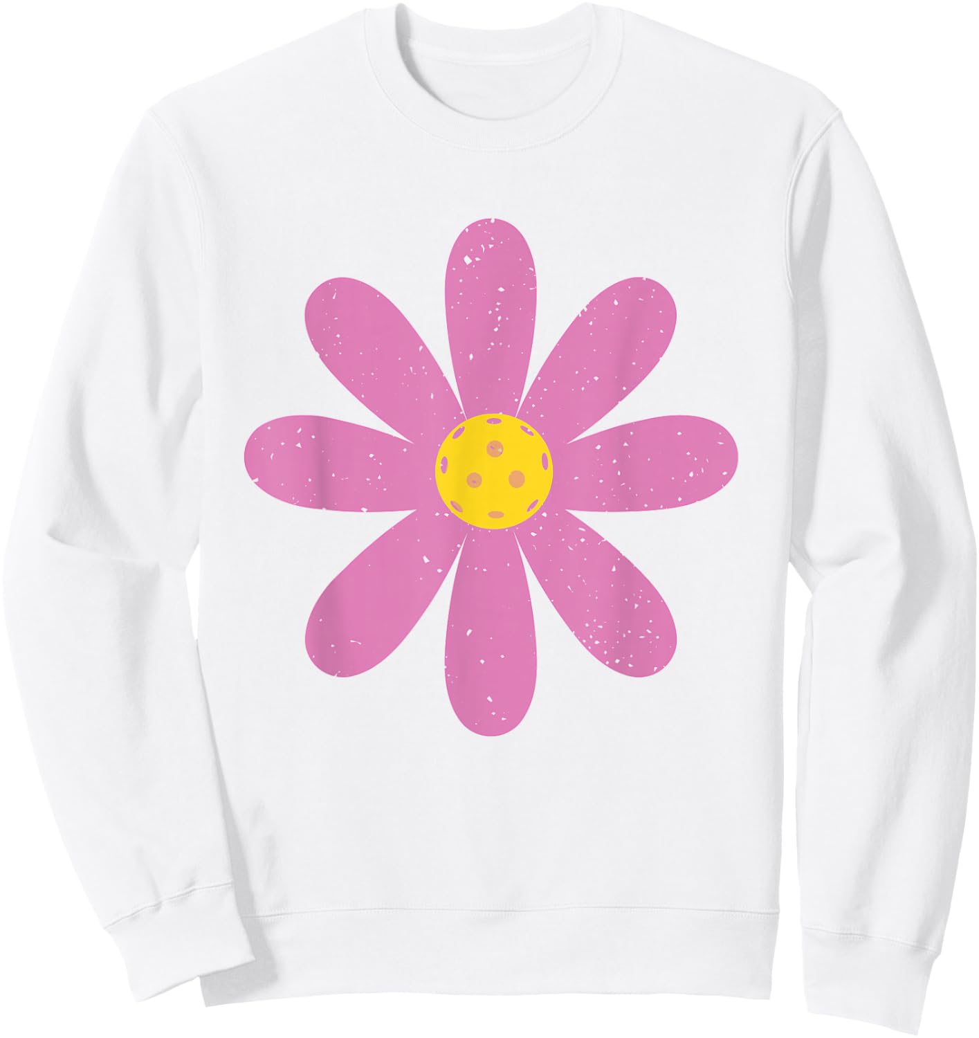 Fun Spring Centre de Pickleball avec Marguerites Violettes Sweatshirt - Sweatshirt | White