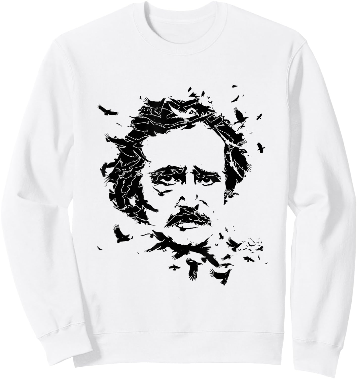Edgar Allan Poe Raven Face Art Poem Tribute Sweatshirt - Sweatshirt | White