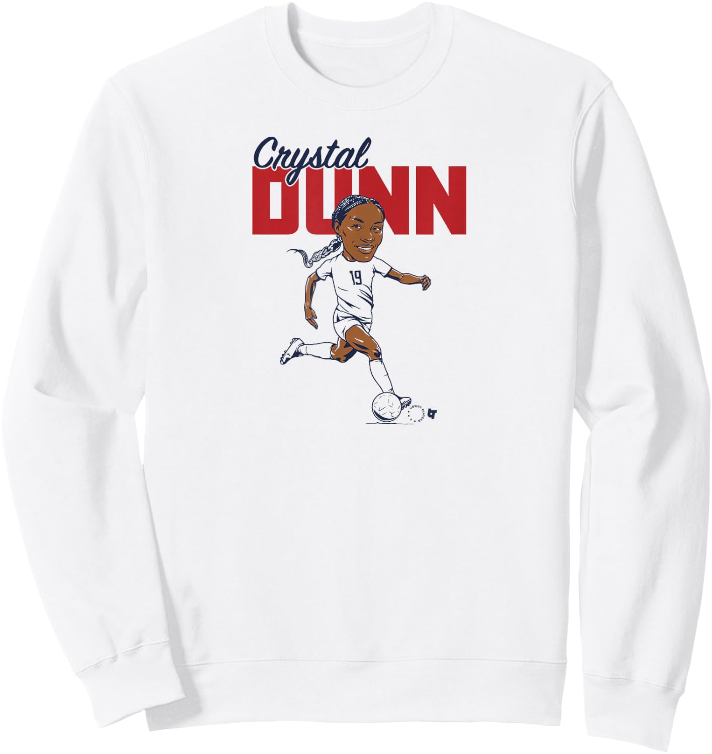 Crystal Dunn: Caricature - USWNT Players Association Soccer Sweatshirt - Sweatshirt | White