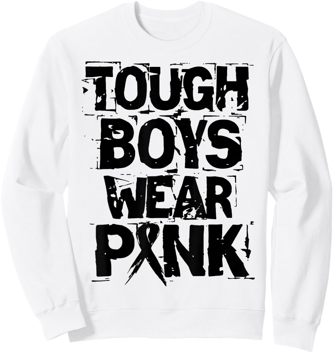 Tough Boys Wear Pink Funny Breast Cancer Awareness Men Kids Sweatshirt - Sweatshirt | White