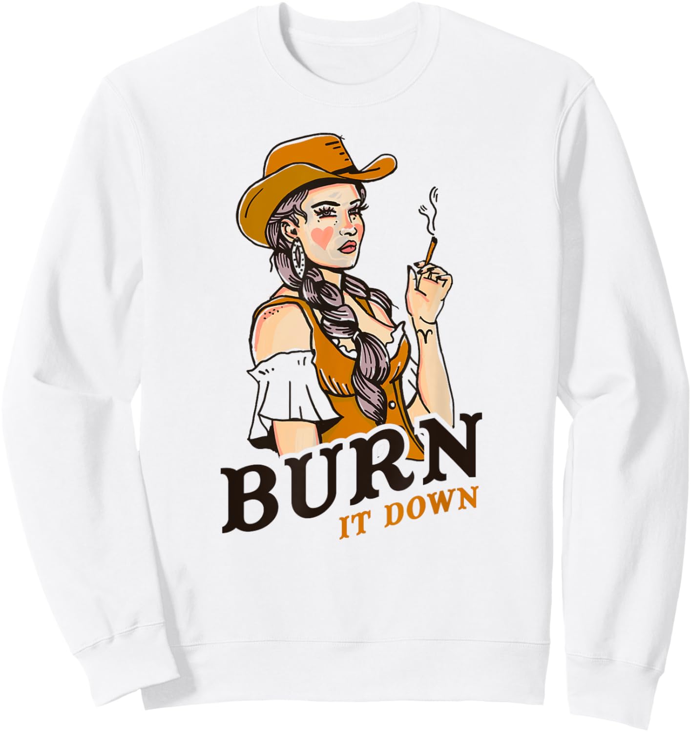Smash The Patriarchy Feminism Burn It Down Feminist Cowgirl Sweatshirt - Sweatshirt | White
