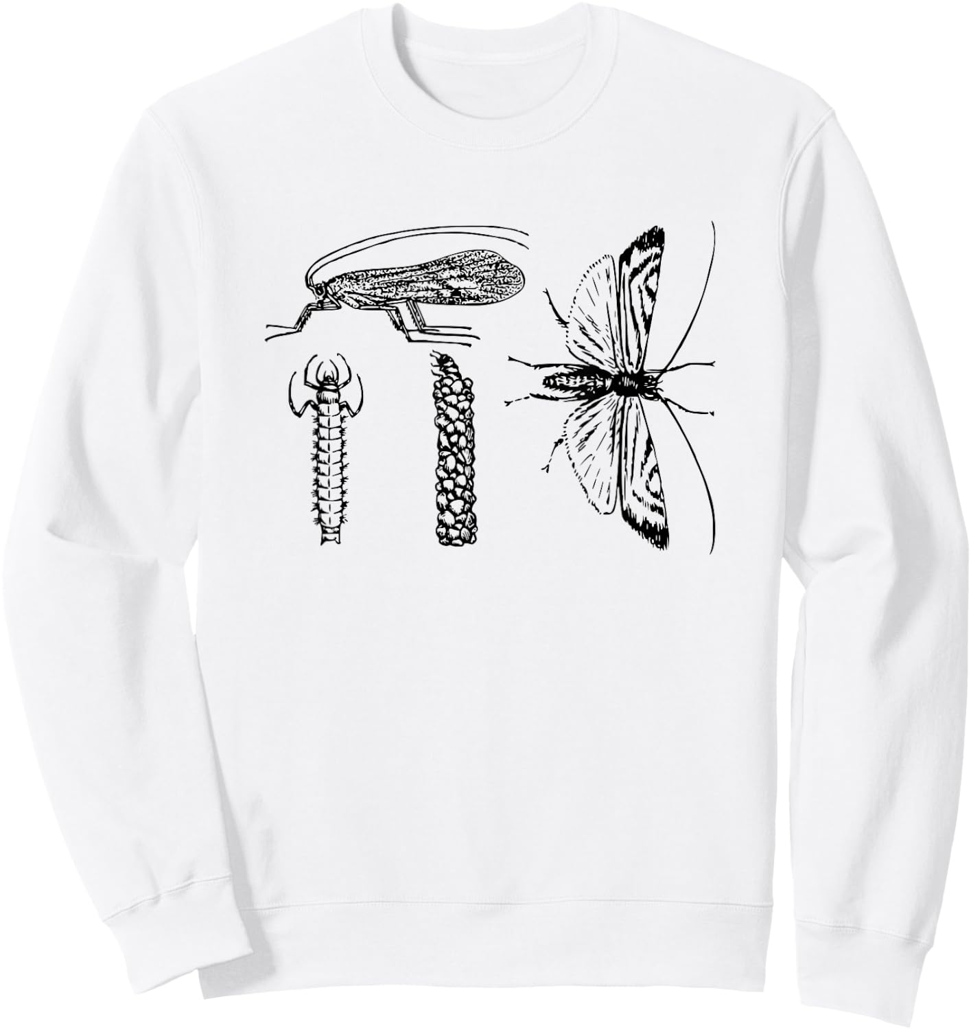 Entomology Caddis Fly Bug Graphic Sweatshirt - Sweatshirt | White
