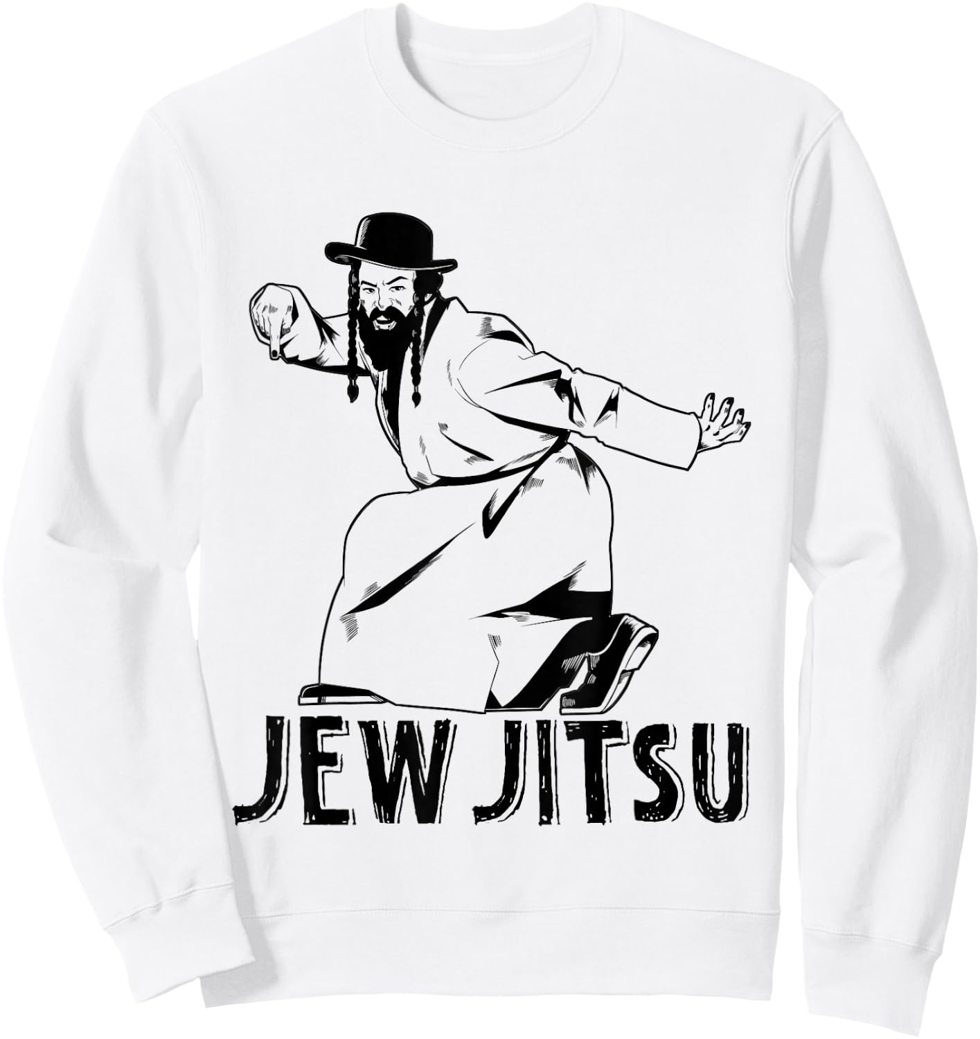 Funny Jude Jew Jitsu Rabbi Hora Dance Jiu Jitsu Krav-Maga Sweatshirt - Sweatshirt | White