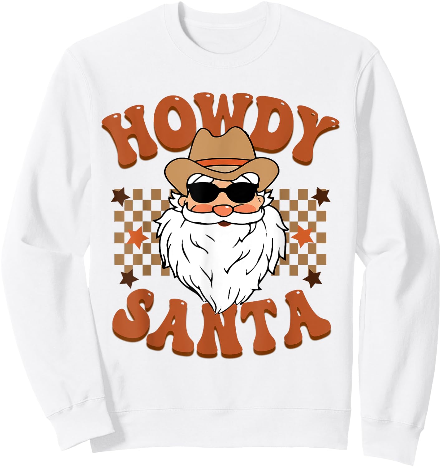 Retro Howdy Santa Cowboy Cowgirl Western Howdy Christmas Sweatshirt - Sweatshirt | White