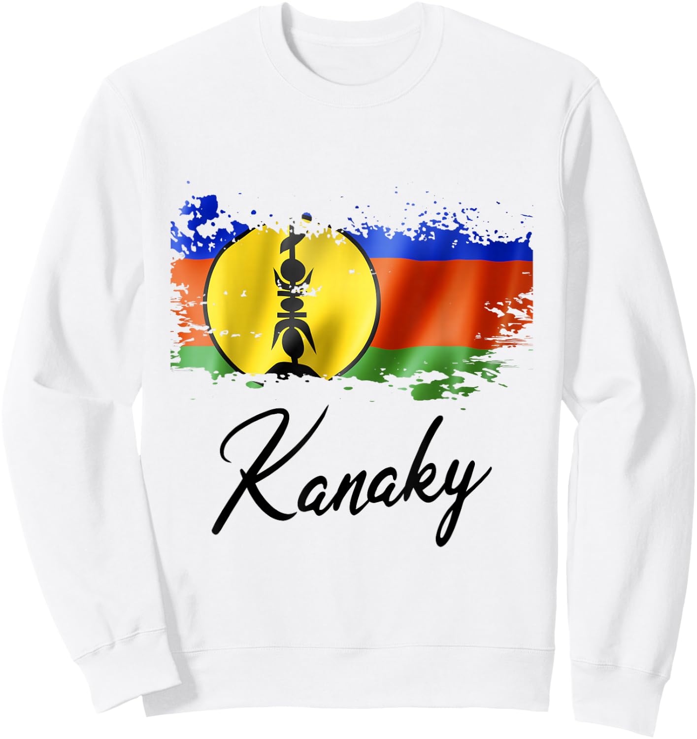 Flag Kanak New Caledonia Grunge Man Woman Child , Blue, S Sweatshirt - Sweatshirt | White