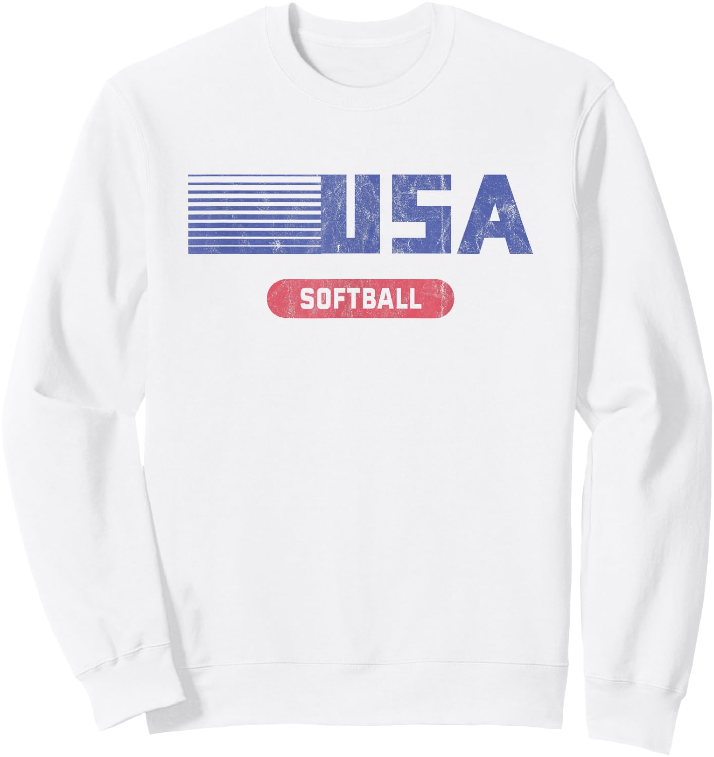 Retro USA 2020 Team American Softball Vintage Sweatshirt - Sweatshirt | White