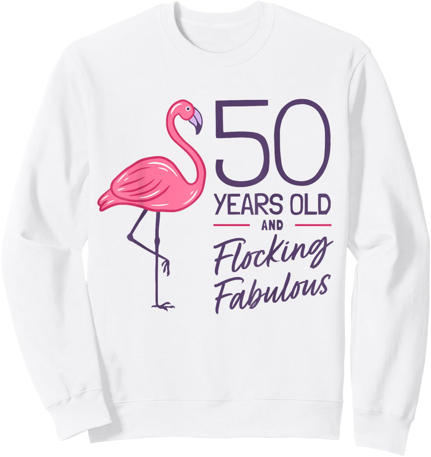 Flamingo Milestone 50 Years Flamingo 50th Birthday Sweatshirt - Sweatshirt | White