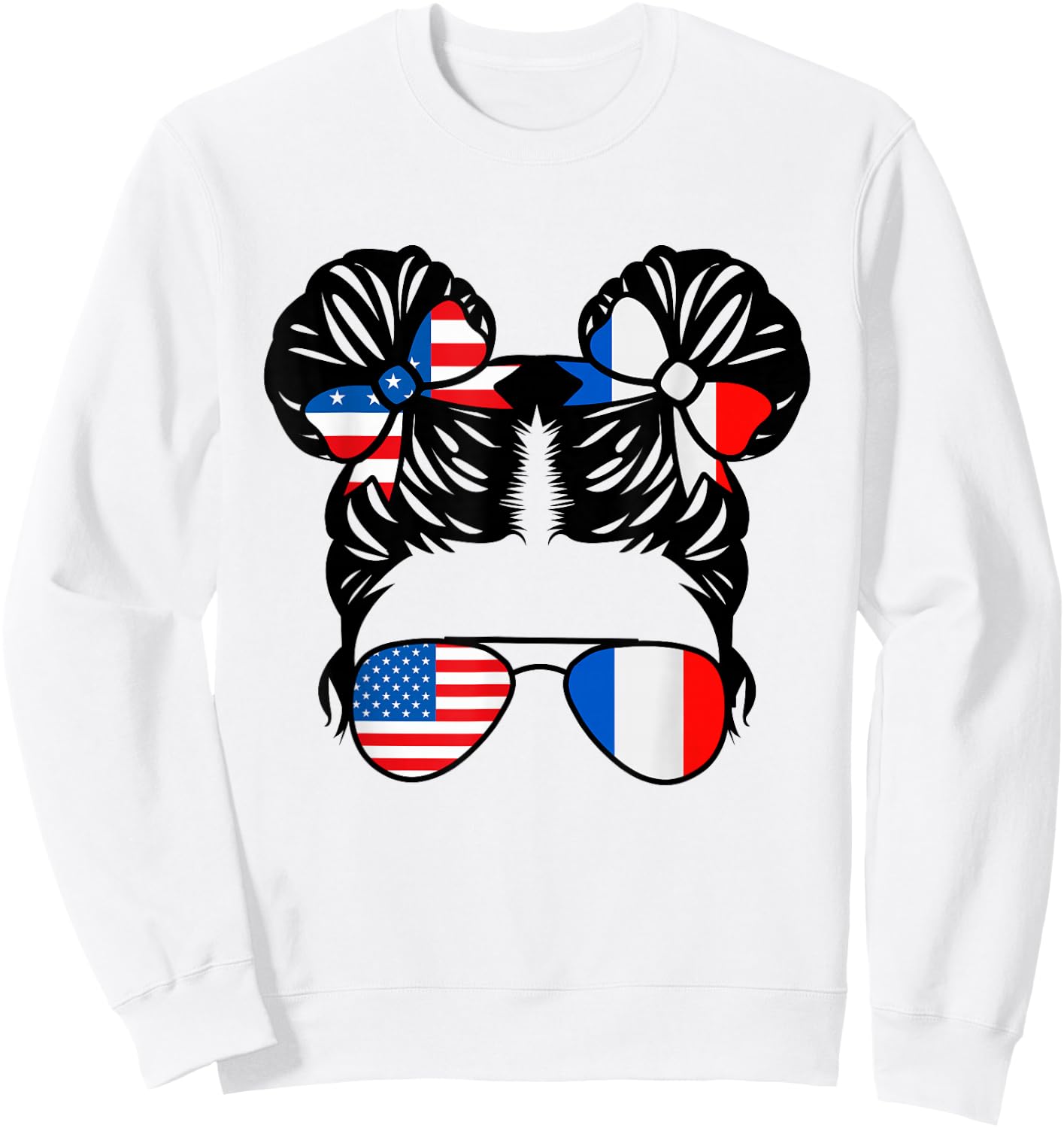 Half American Half French Girl USA France Flag Patriot Sweatshirt - Sweatshirt | White