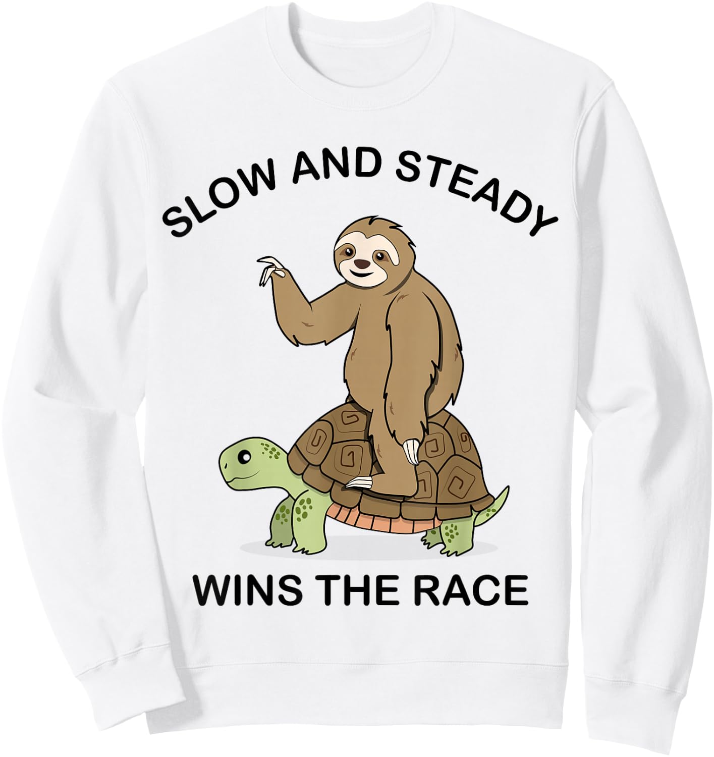 Sloth riding Turtle - slow and steady wins the race Sweatshirt - Sweatshirt | White