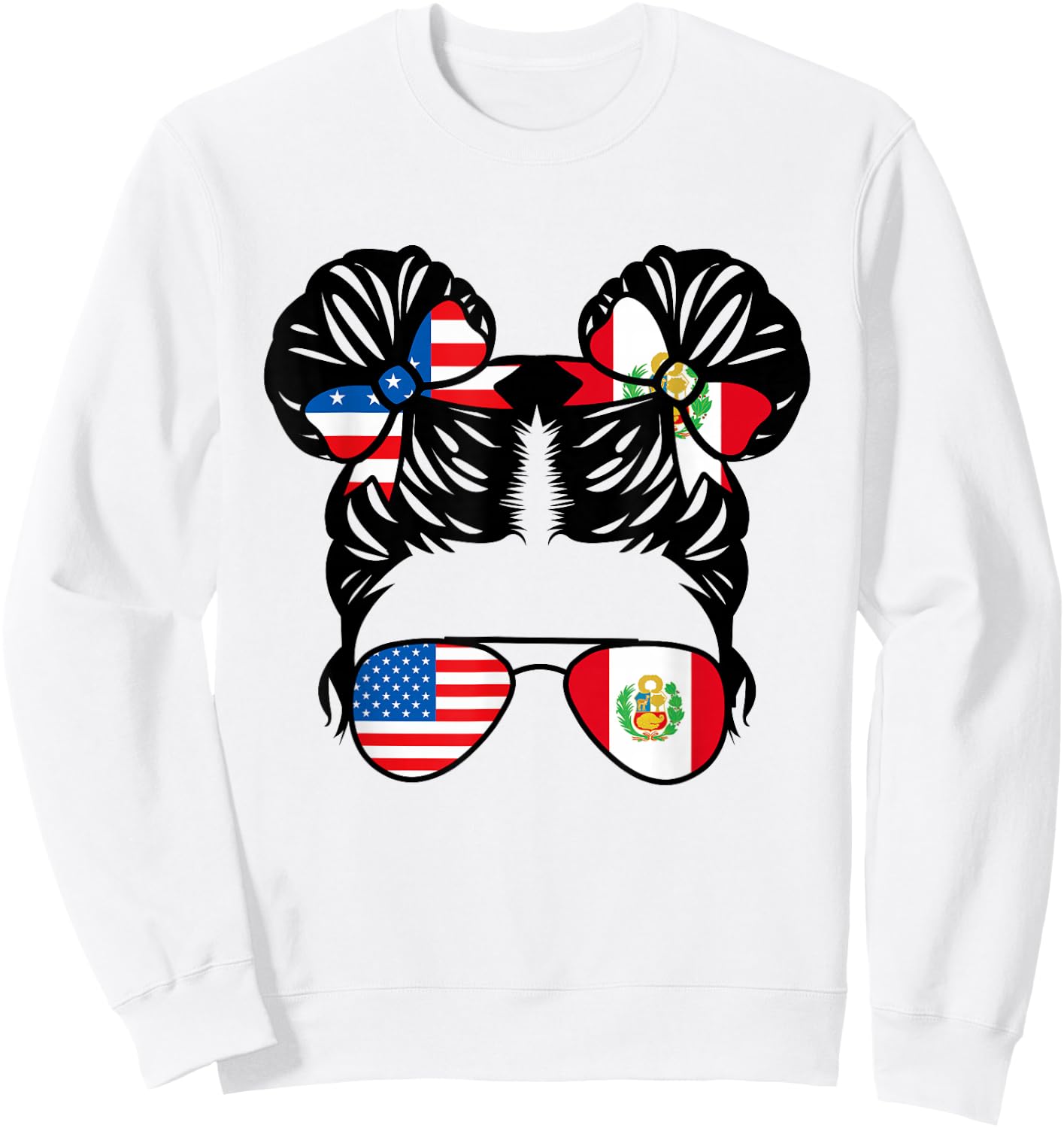 Half American Half Peruvian Girl USA Peru Flag Patriot Sweatshirt - Sweatshirt | White