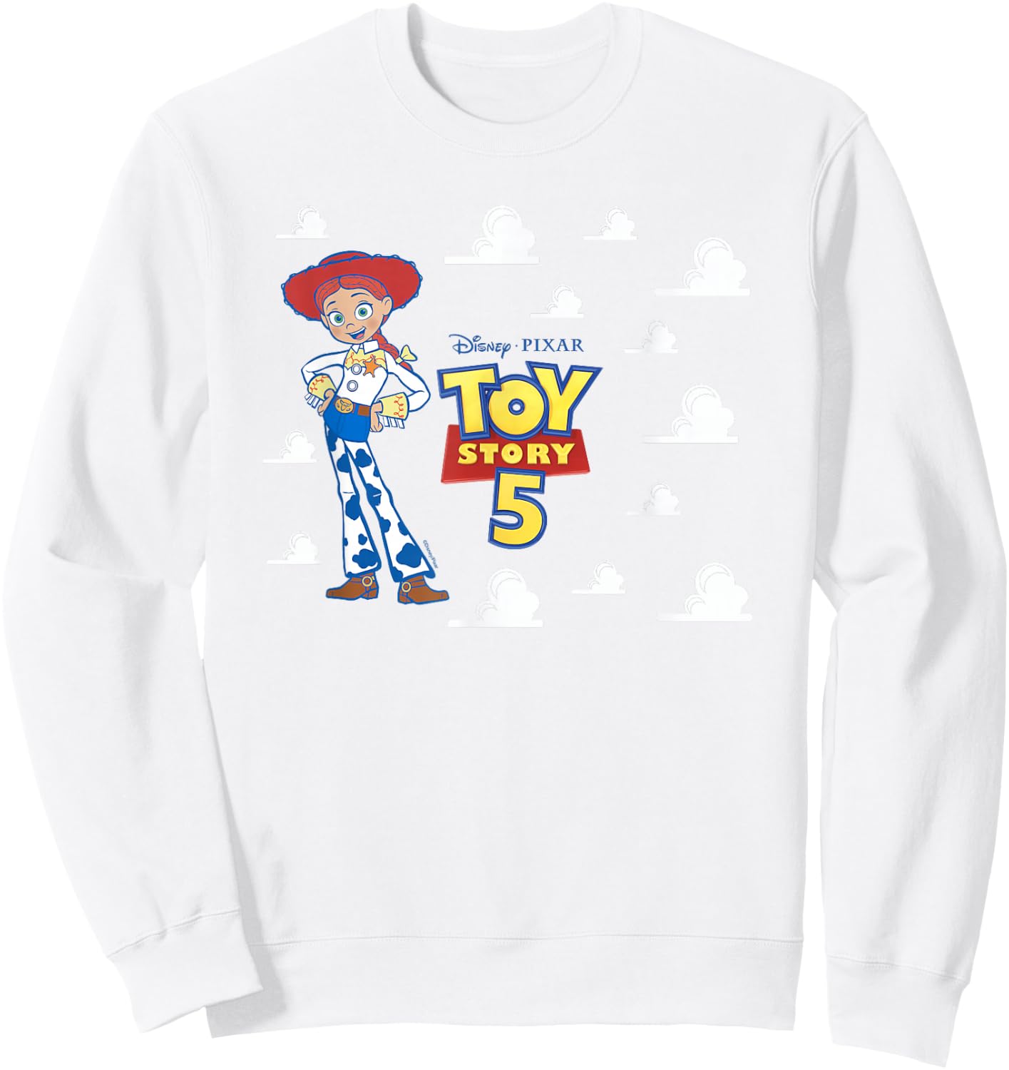 Disney Pixar Toy Story 5 Jessie and Logo Poster with Clouds Sweatshirt - Sweatshirt | White