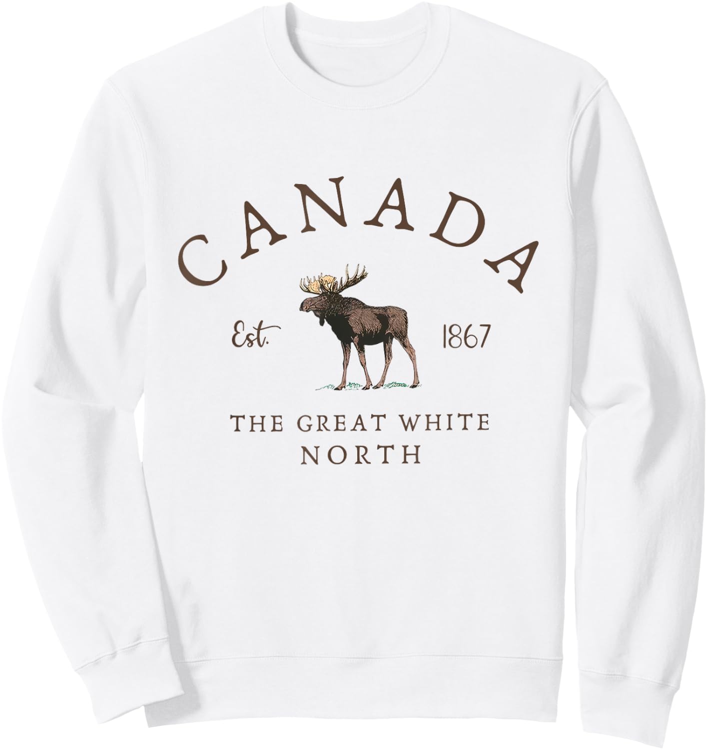 Vintage Moose Canada 1867 The Great White North Canada Day Sweatshirt - Sweatshirt | White