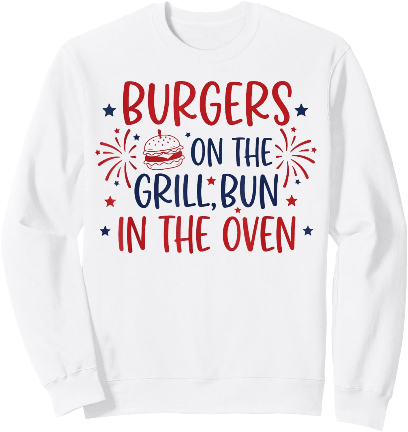 Retro Burgers On The Grill Bun in The Oven Pregnant Sweatshirt - Sweatshirt | White