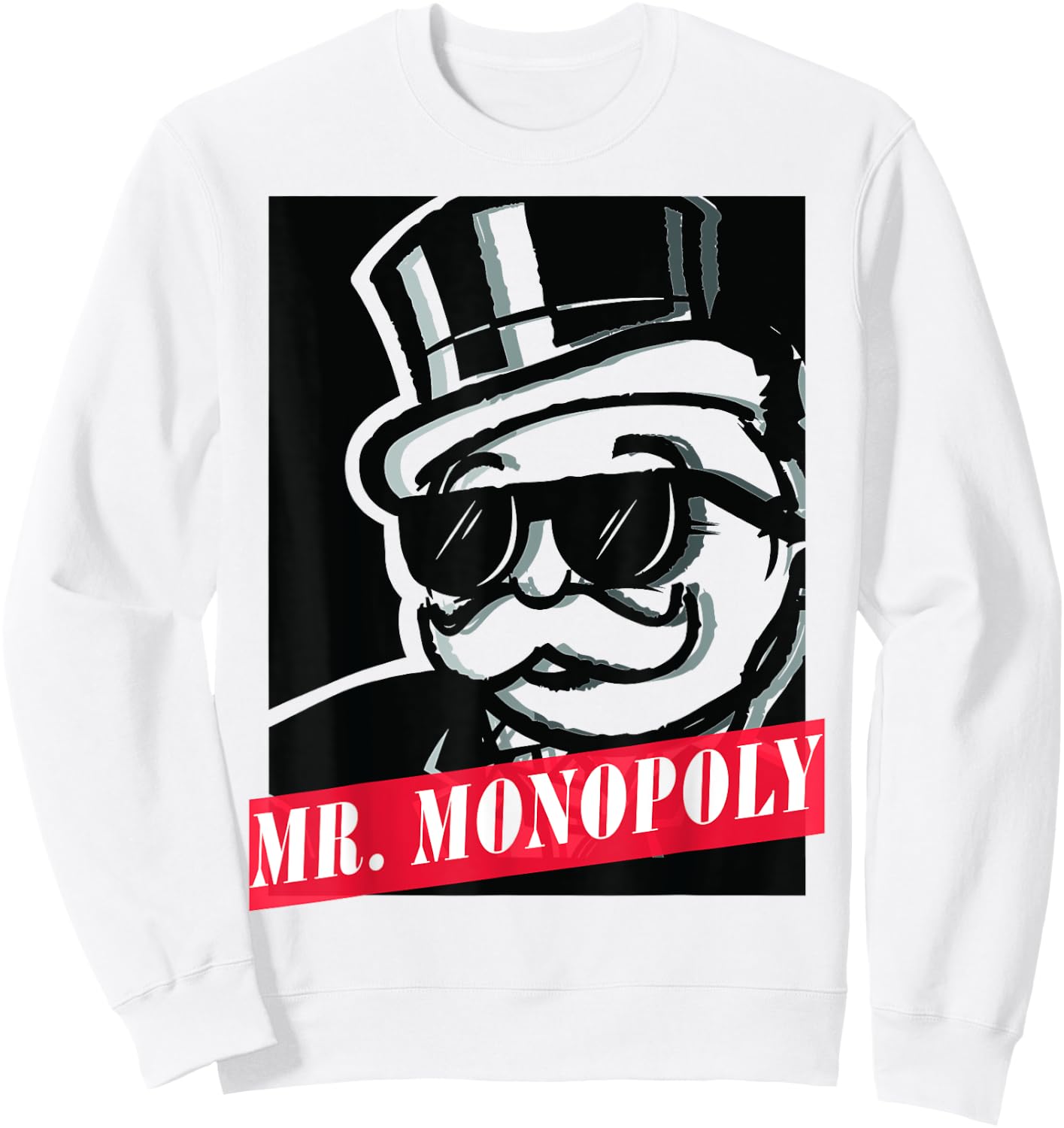 Monopoly Rich Uncle Pennybags Graphic Logo Poster Sweatshirt - Sweatshirt | White