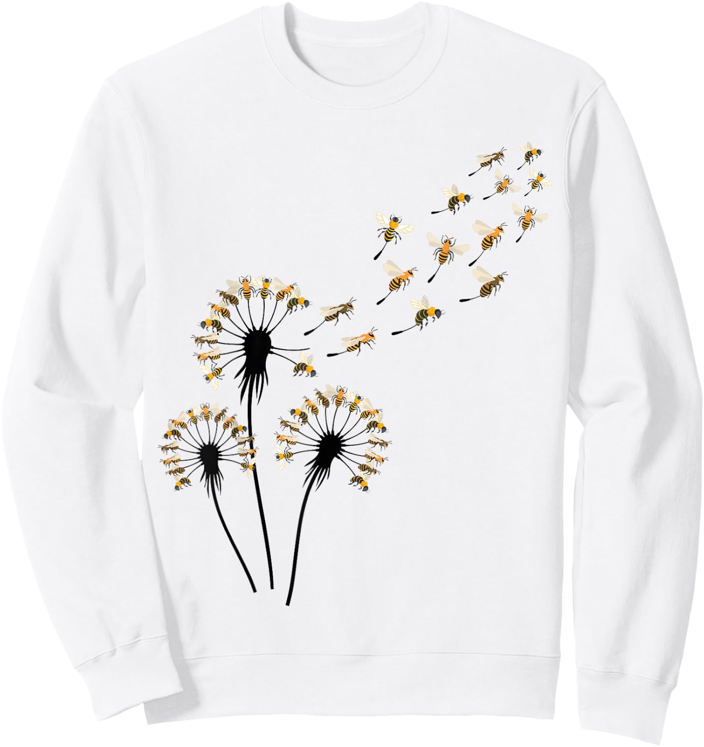 Bee Shirts Dandelion Bee Shirt for Bee Lover | Blue Floral Sweatshirt - Sweatshirt | White