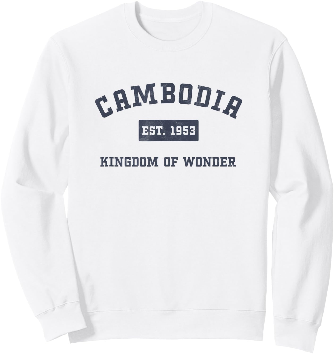 Varsity Script Khmer Kingdom of Wonder Cambodia Sweatshirt - Sweatshirt | White