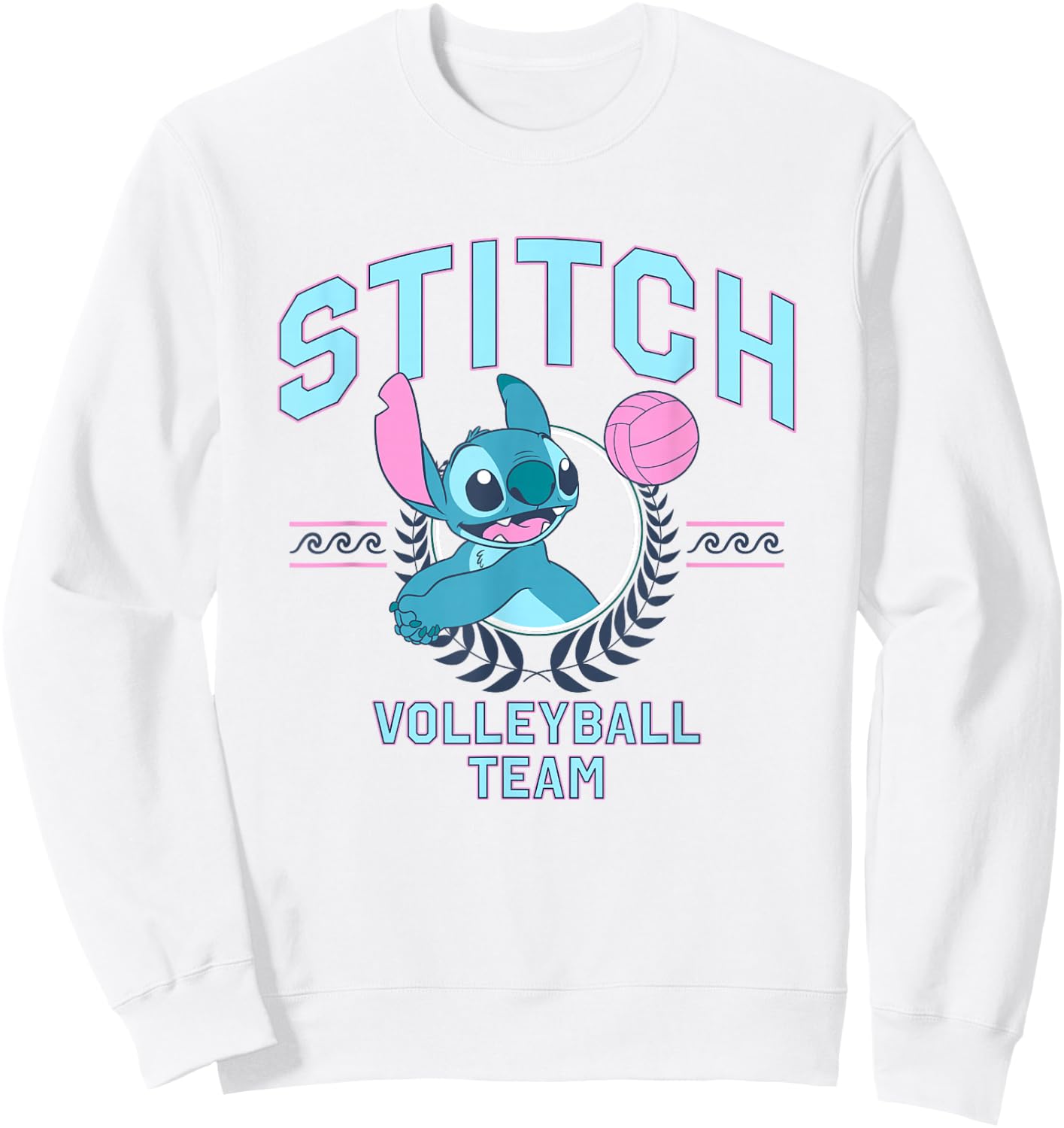 Disney Lilo & Stitch Volleyball Team Cute Stitch Chest Logo Sweatshirt - Sweatshirt | White