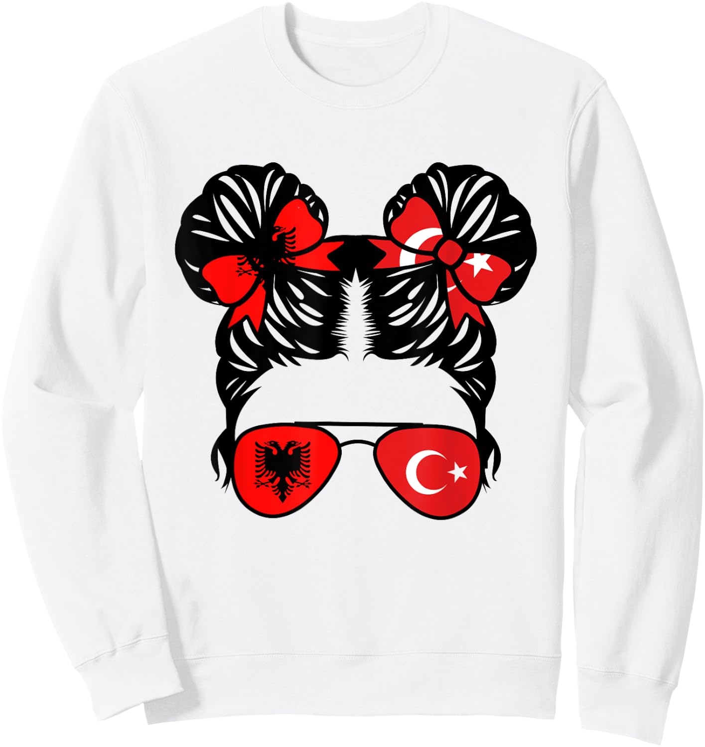 Half Albanian Half Turkish Girl Albania Kids Heritage Sweatshirt - Sweatshirt | White